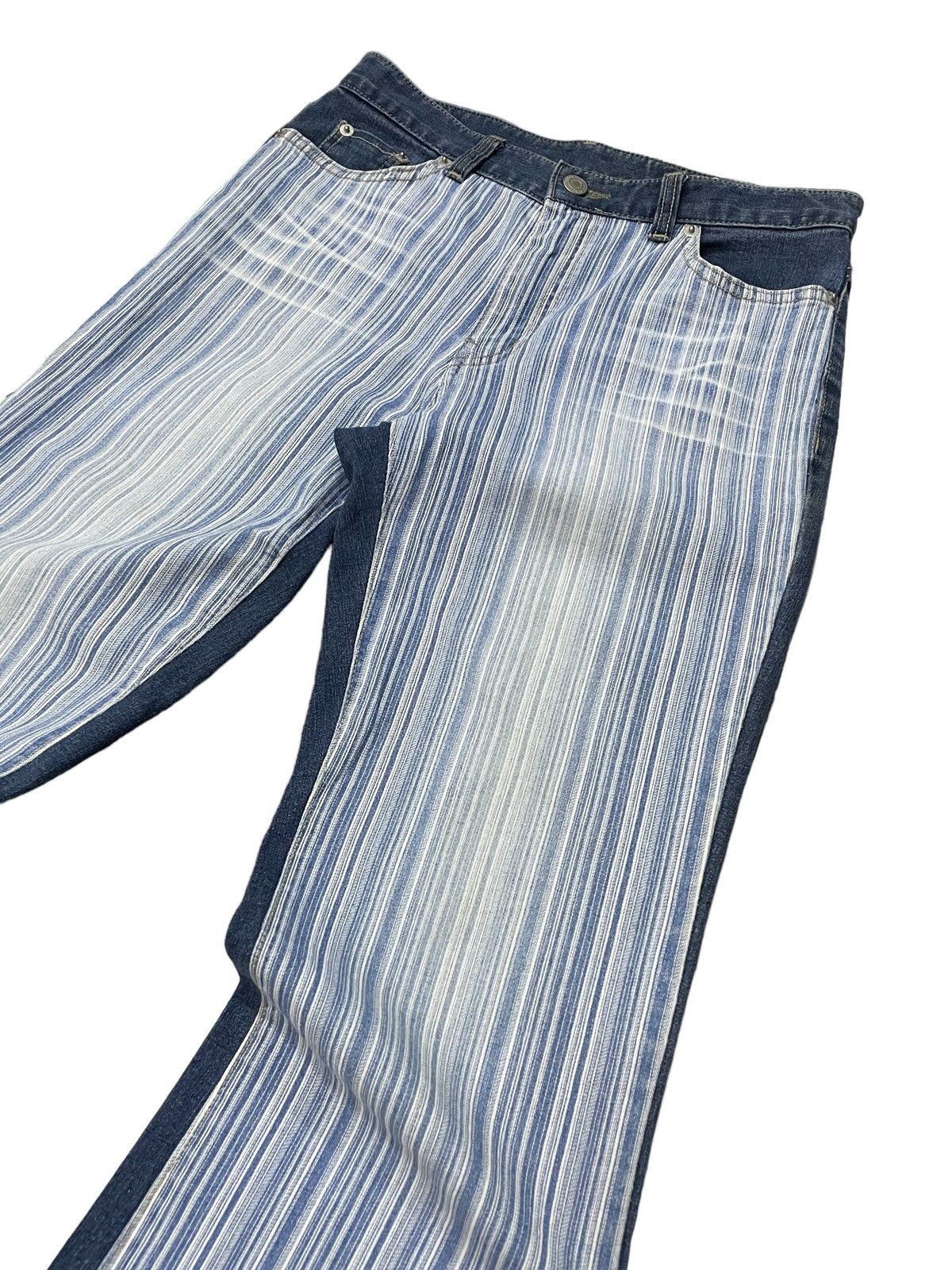 FUSAI × Hysteric Glamour × PPFM Flared Hybrid Border Stripe Japanese Brand Denim Pants Size US 28 / EU 44 - 3 Thumbnail