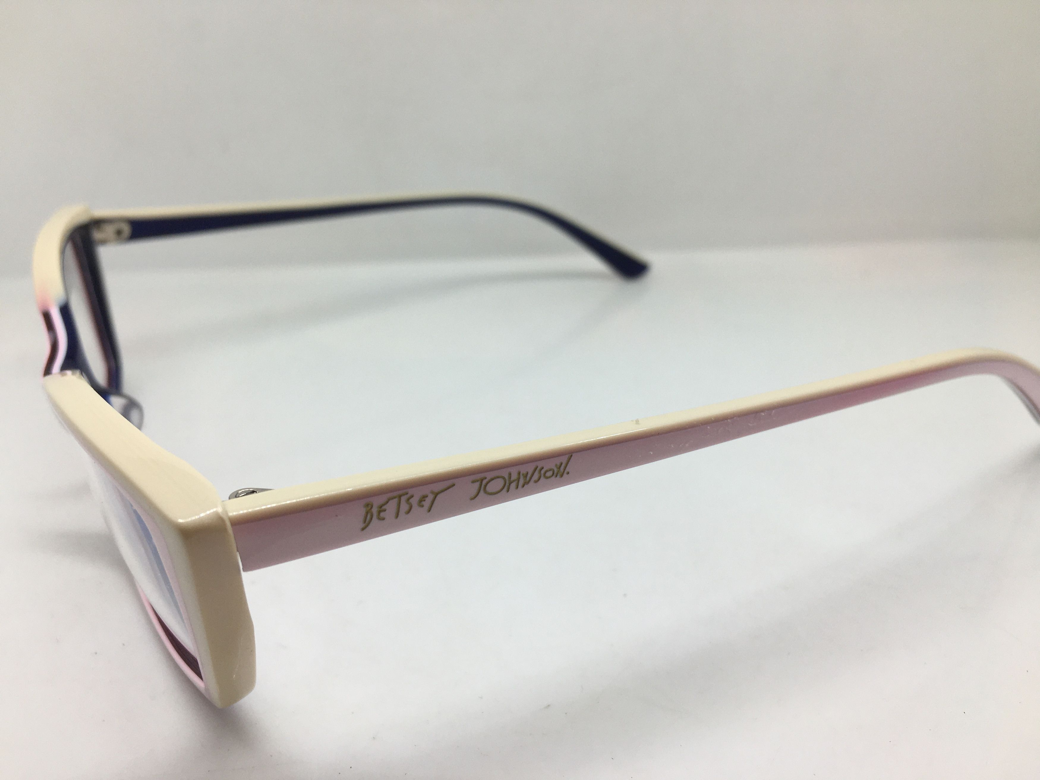 Betsey Johnson Betsey Johnson White Pink Purple Cat Eye Eyeglasses Size ONE SIZE - 4 Thumbnail
