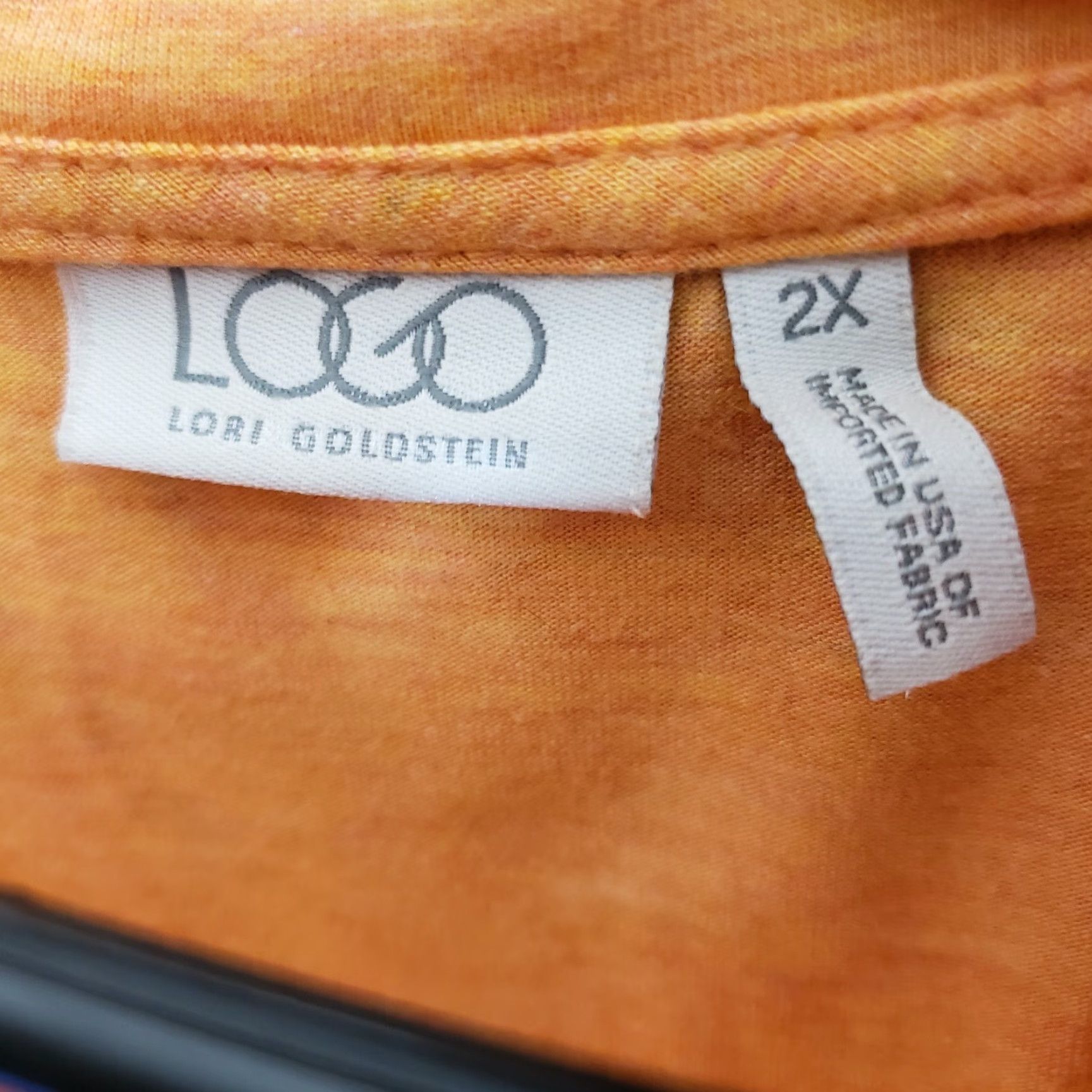 Vintage LOGO by Lori Goldstein Womens Top 2X Orange 3/4 Sleeve Pullover Blouse Shirt Women Size XXL / US 16-18 / IT 52-54 - 6 Thumbnail