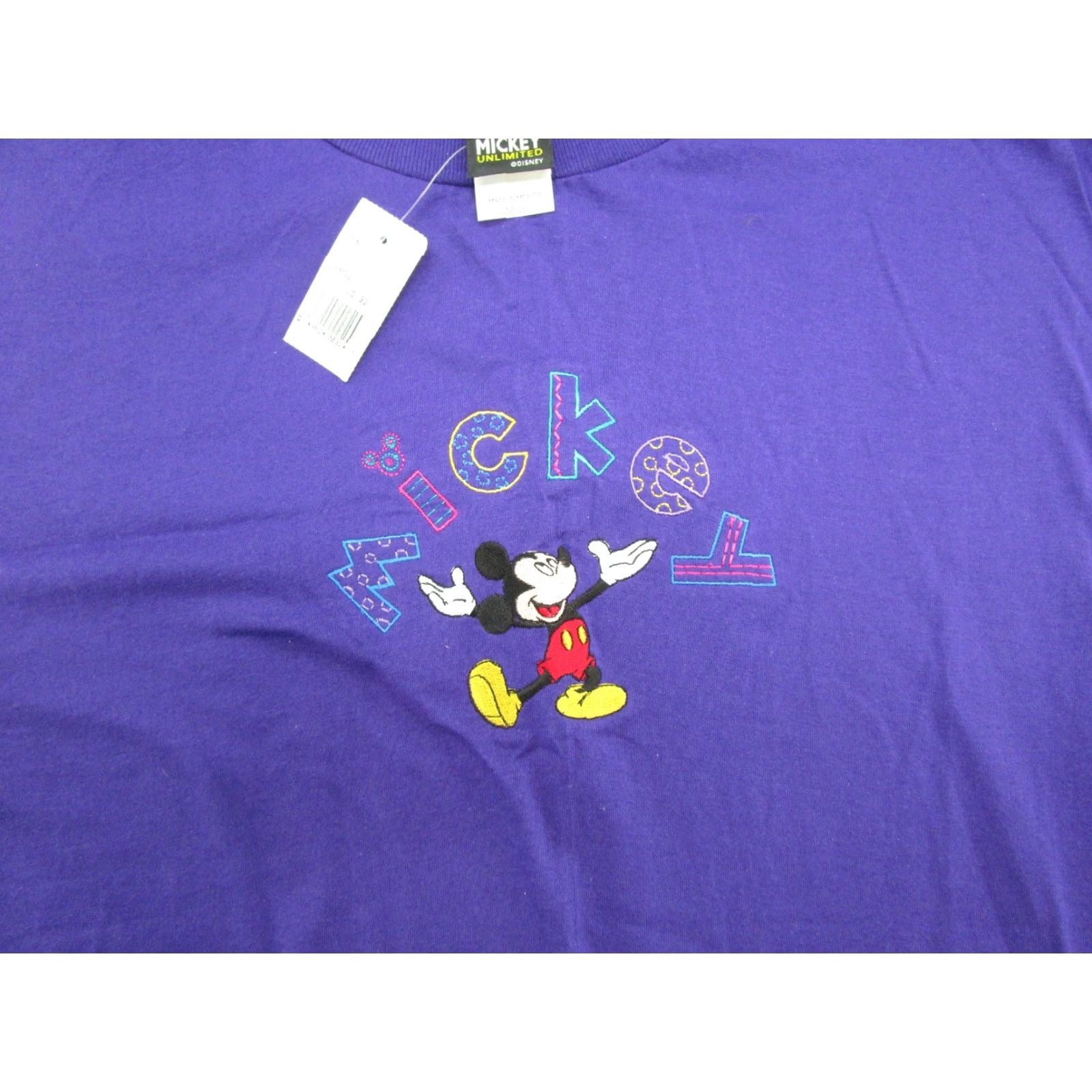 Mickey Unlimited VINTAGE Mickey Unlimited Shirt Mens L Purple 1990s Embroidered Crew Neck 90s Disney Knit Cotton Short Sleeve T-Shirt Size US L / EU 52-54 / 3 - 2 Thumbnail