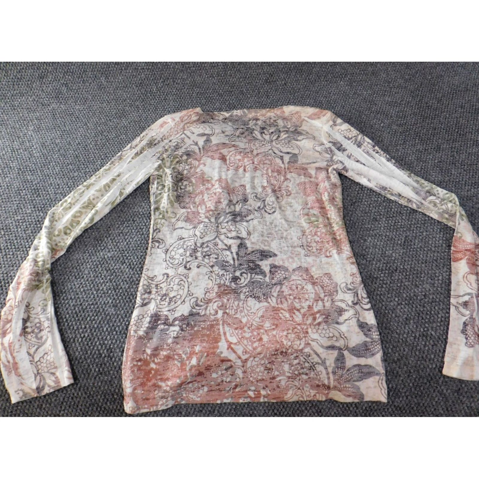 Vintage Maurices Blouse Womens Regular L Beige Floral Cotton Polyester Crew Neck Pullover Casual Long Sleeve Button Stars Theme 90s? Size L / US 10 / IT 46 - 7 Thumbnail