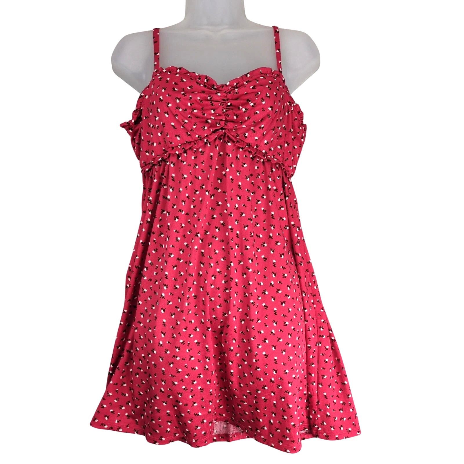 Other Lily Rose Red White Floral Y2K Babydoll Mini Dress Sz L Size L / US 10 / IT 46 - 1 Thumbnail