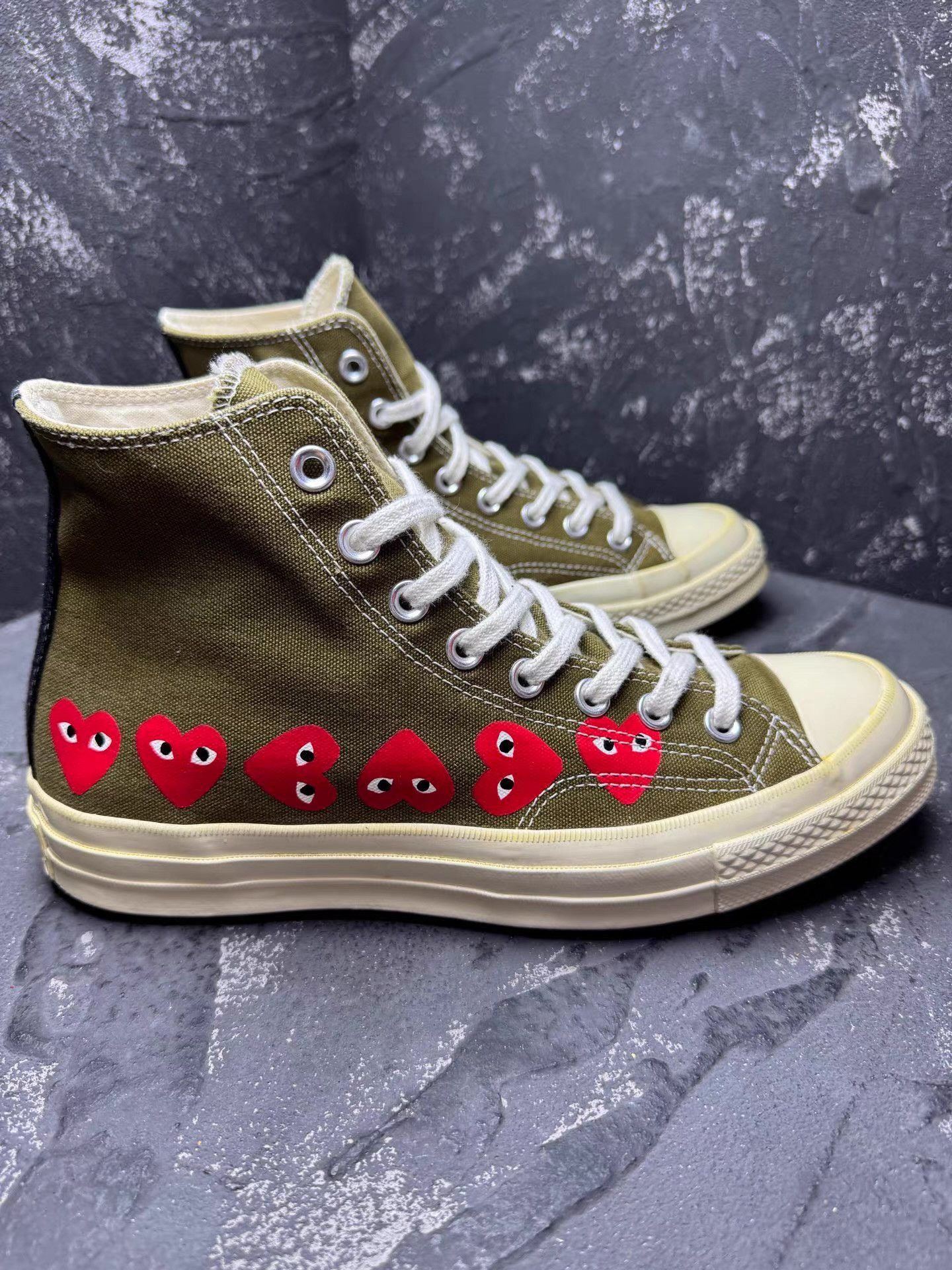 Converse CDG x Converse 1970s Olive Green with Heart Logo Print Q10 Size US 8.5 / EU 41-42 - 6 Thumbnail