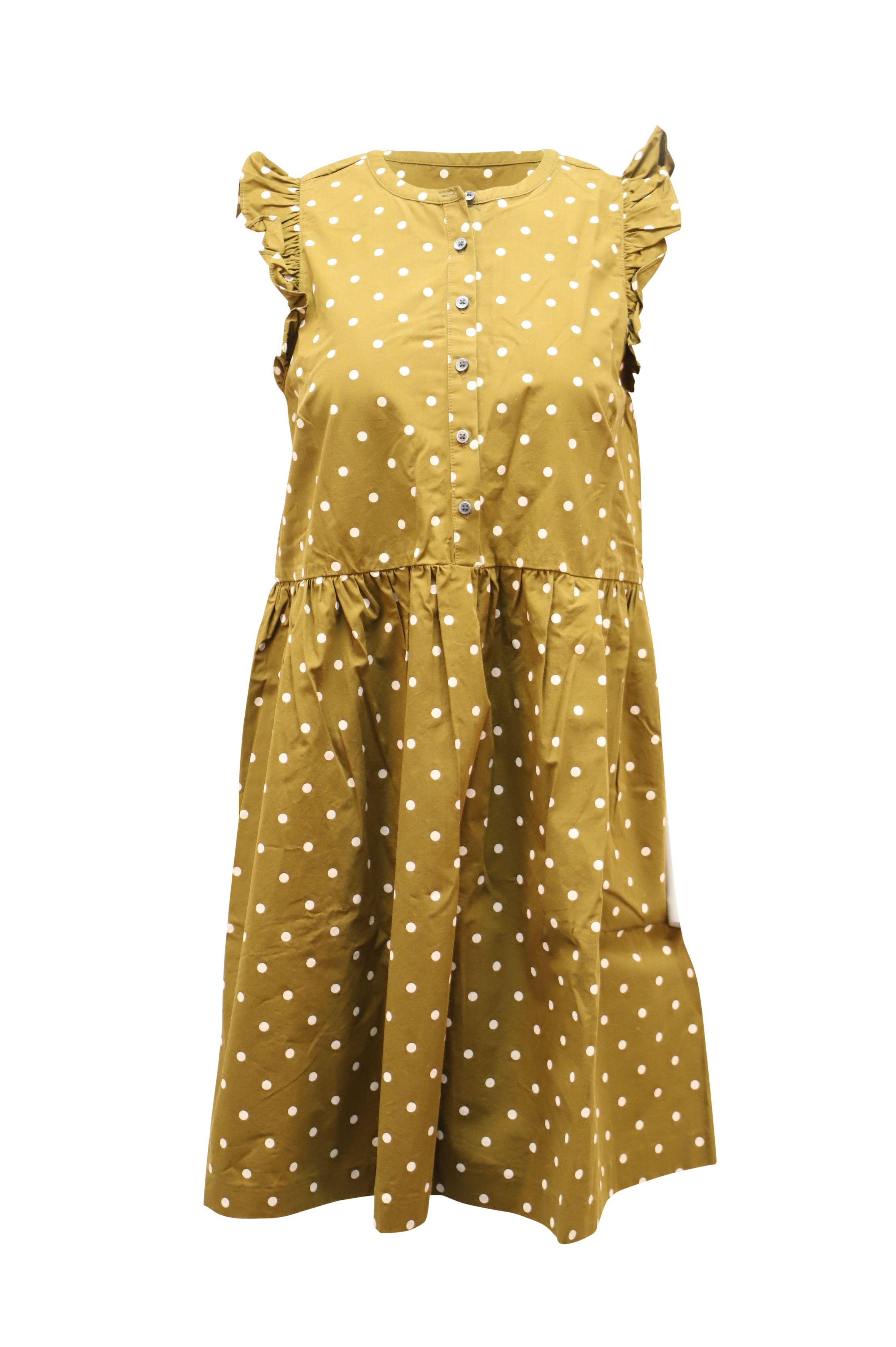 Madewell Madewell Sleeveless Dress Polka-Dot Print in Tan Cotton Size XXS / US 00 / IT 34 - 1 Thumbnail