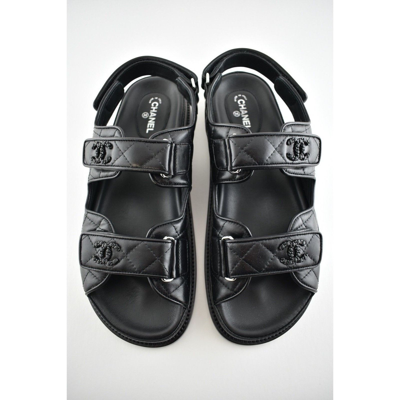 Chanel Chanel Black Leather Quilted Chain CC Logo Mule Slide Strap Size US 10 / IT 40 - 9 Thumbnail