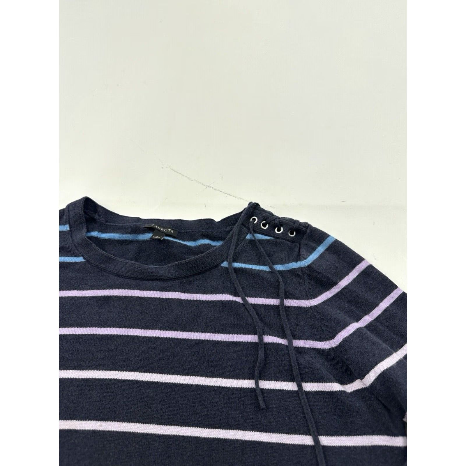 Talbots Talbots Shirt Womens Small Blue Striped Shoulder Tie 3/4 Sleeves Size S / US 4 / IT 40 - 3 Thumbnail