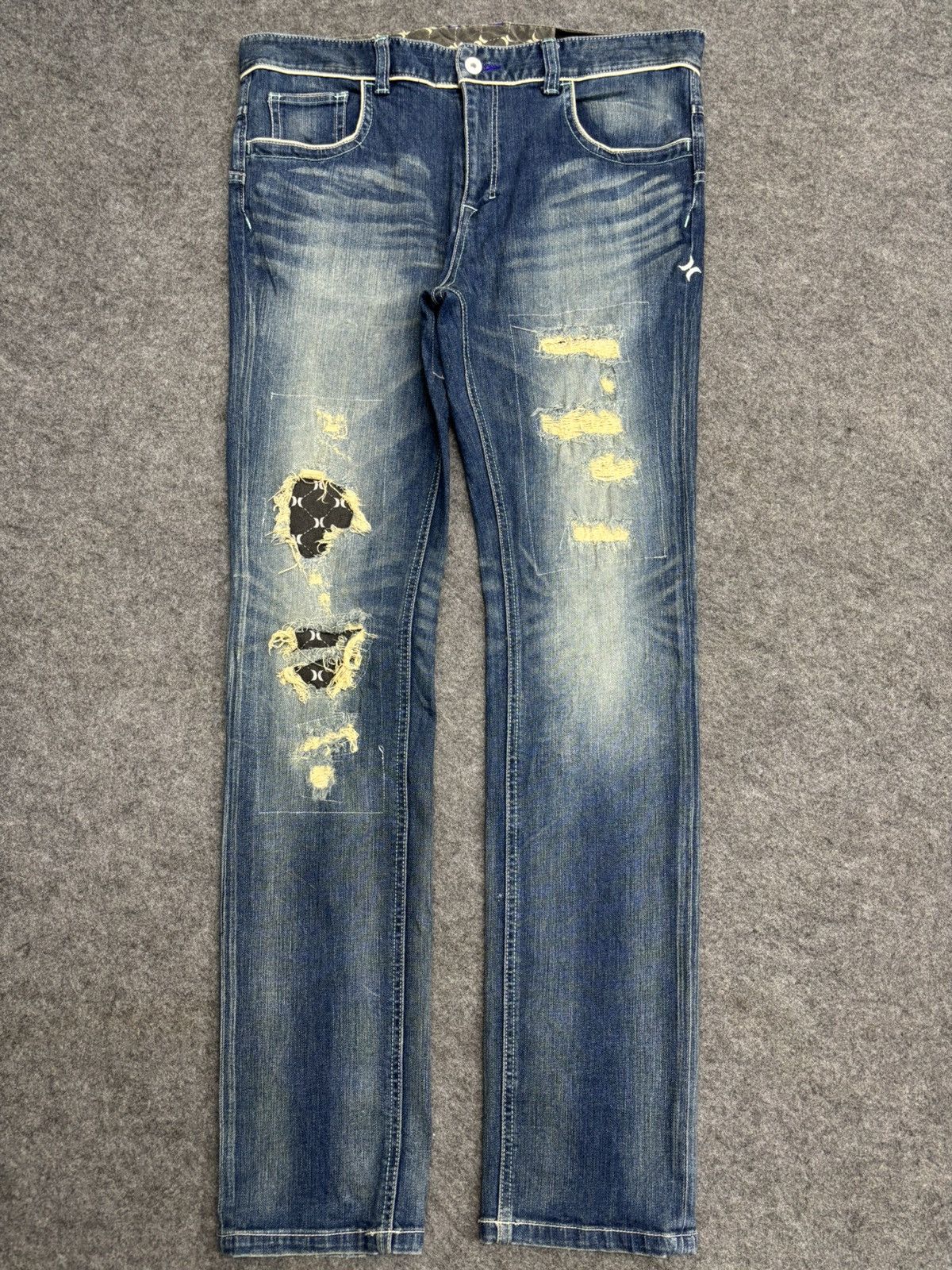 Hurley 💥Punk Style💥Hurley Patchwork Skinny Denim F598 Size US 36 / EU 52 - 22 Thumbnail