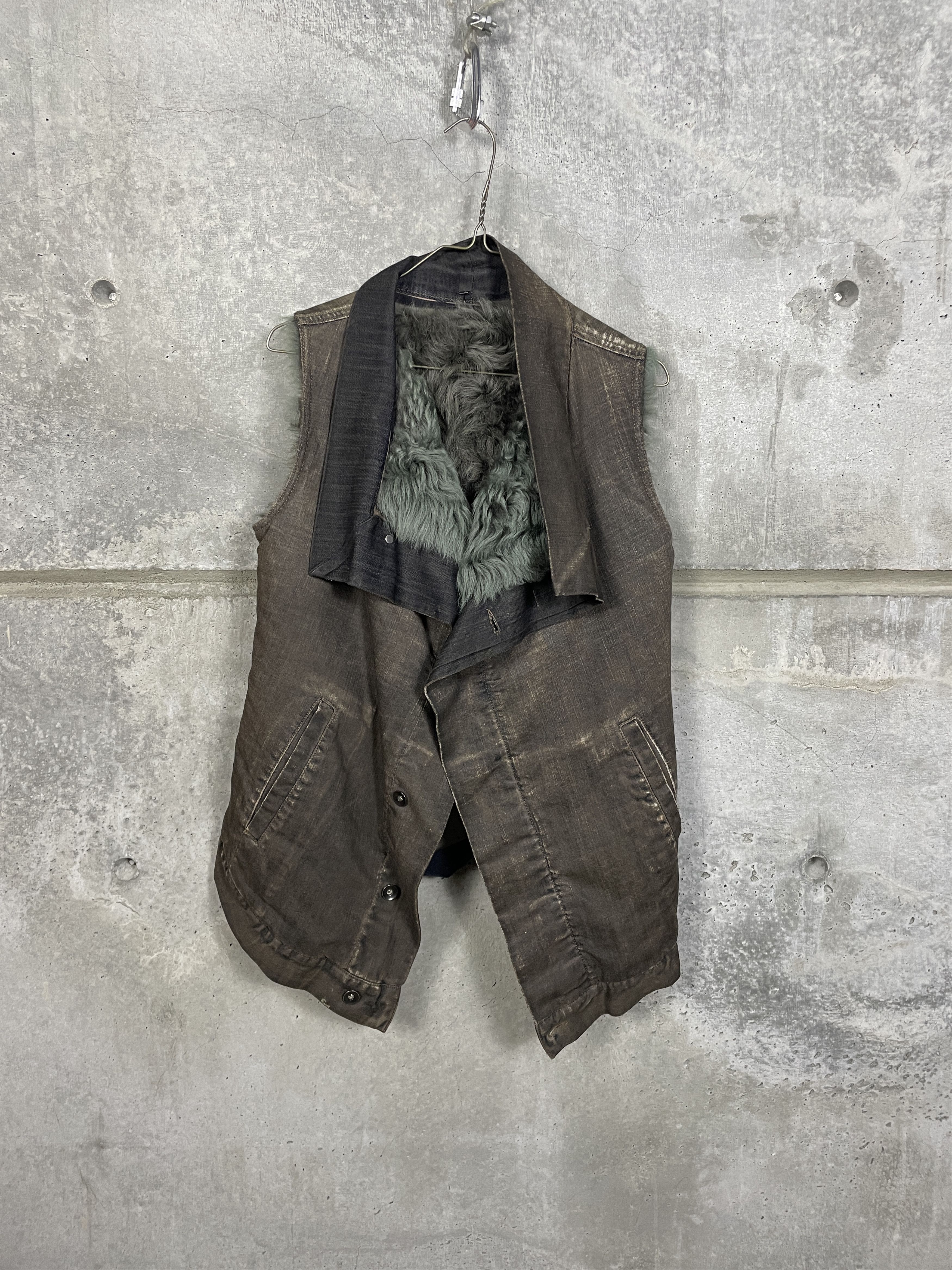 Pre-owned Rick Owens Drkshdw Reversible Fur Lined Denim Vest In Multi