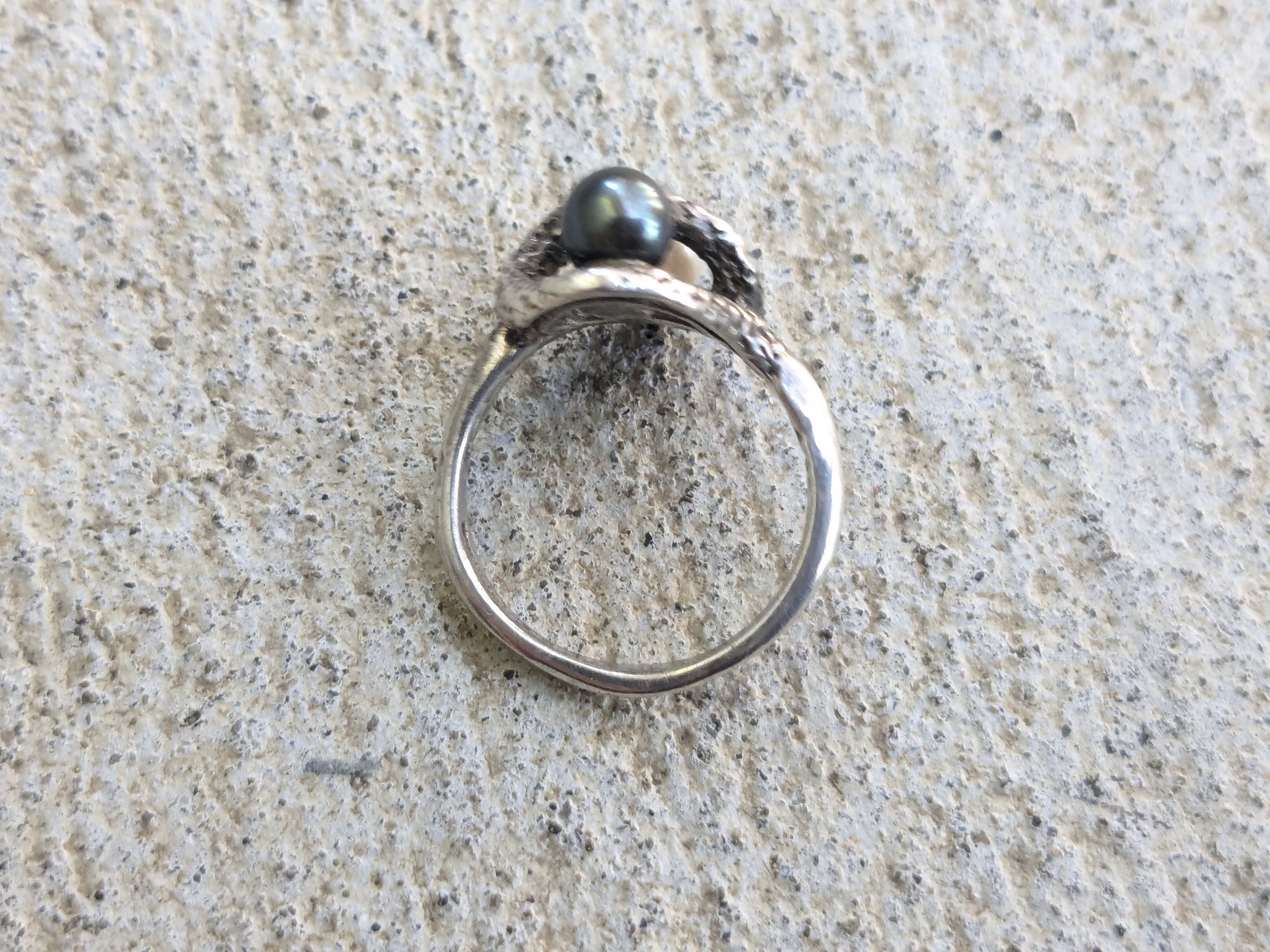 Other Vintage Sterling Silver Ring Pearls 6.25 Modern Abstract Size ONE SIZE - 6 Thumbnail