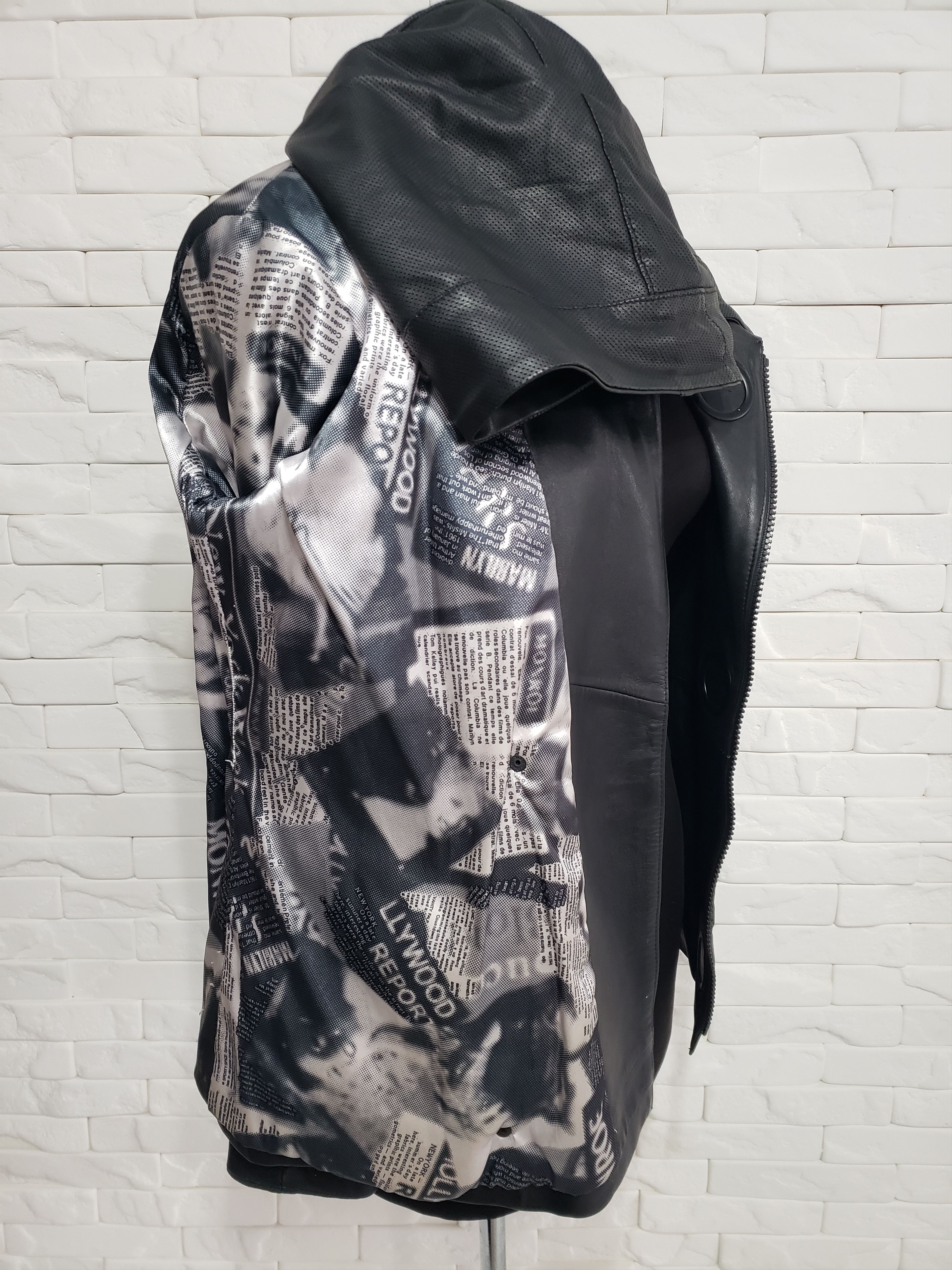 Genuine Leather × Uniqlo Black women's leather jacket with a hood. Size L / US 10 / IT 46 - 10 Thumbnail