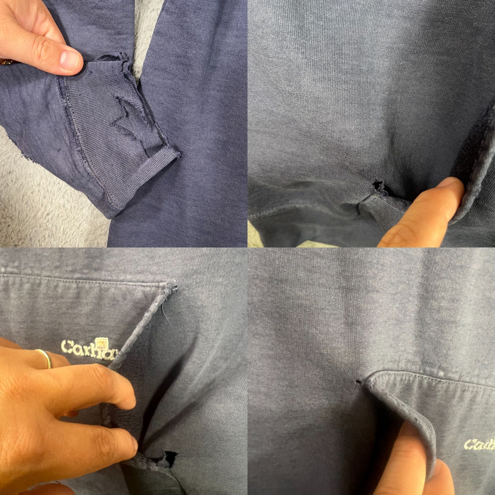 Carhartt VINTAGE Carhartt Hoodie Sweatshirt Pullover Workwear XL Navy Distressed 90s Mens Hoodie Pullover Carhartt K132 Size US XL / EU 56 / 4 - 8 Thumbnail