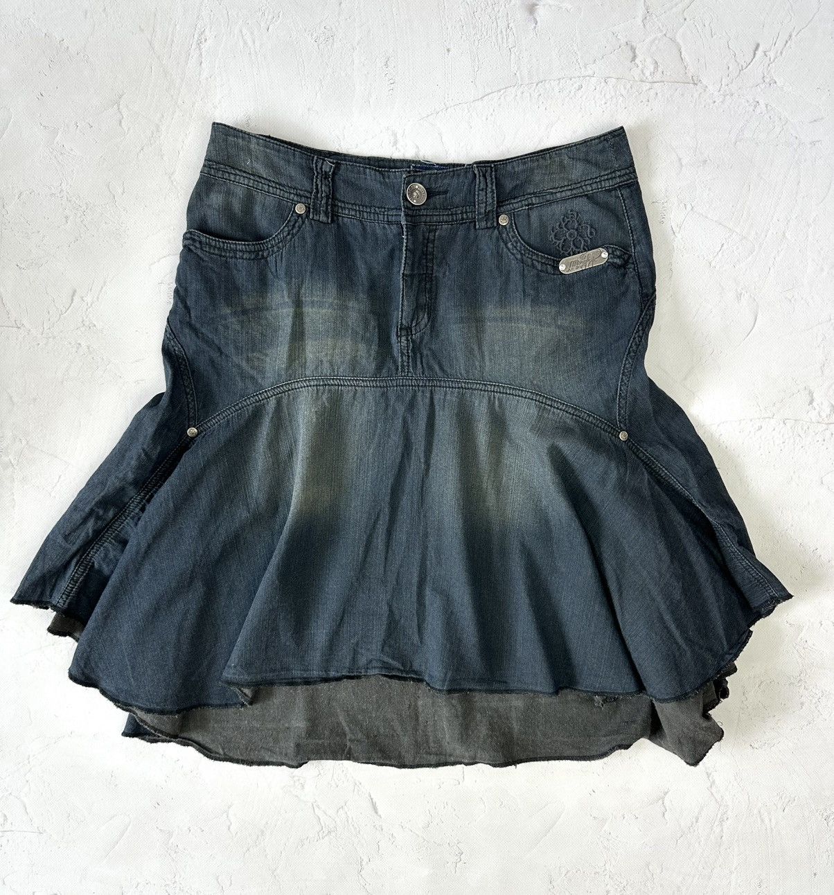 If Six Was Nine Vintage Flare Denim Skirt Size 28" / US 6 / IT 42 - 1 Thumbnail