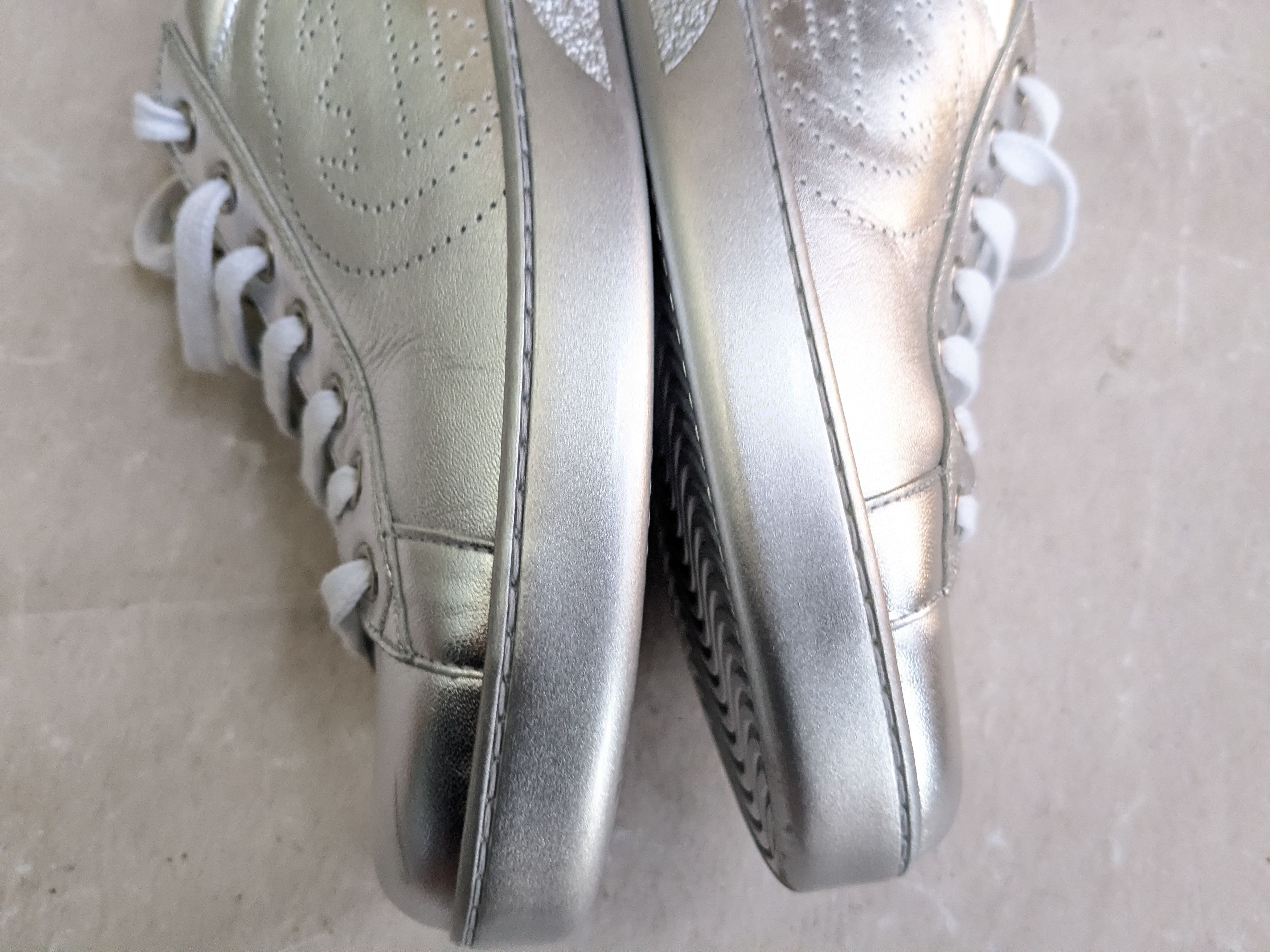 Gucci Gucci Ace Sneakers 8.5 Silver Leather Low Logo Size US 8.5 / EU 41-42 - 11 Thumbnail