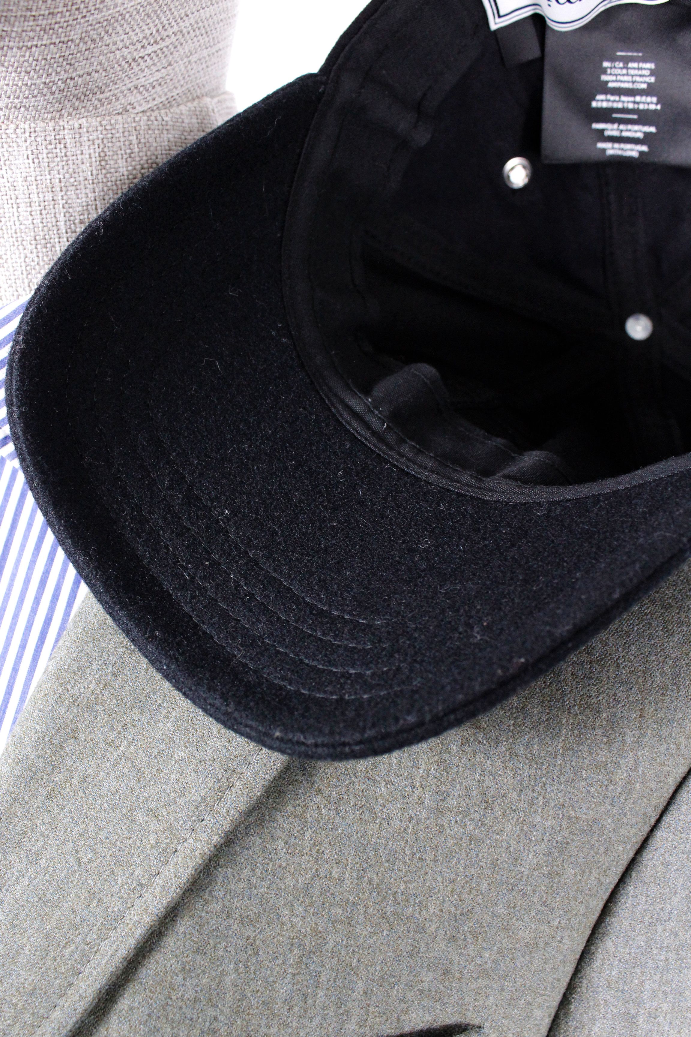 AMI AMI Paris Black Wool Logo Applique Cap Hat Size ONE SIZE - 7 Thumbnail