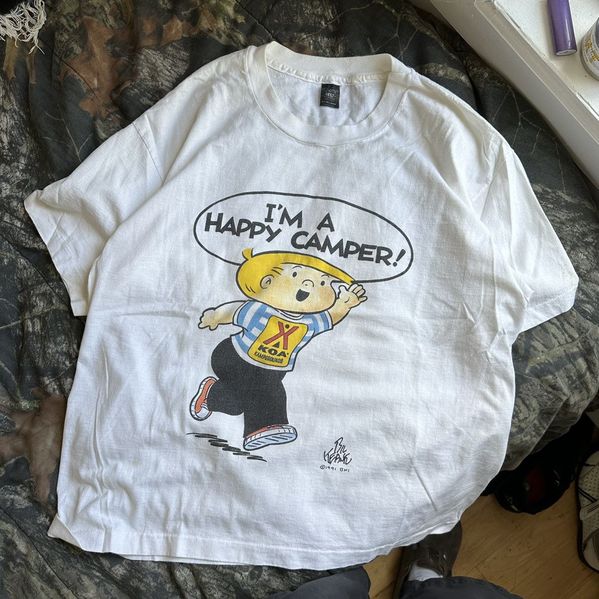 Vintage Vintage 90s Im a Happy Camper KOA Kid Bill Keane Shirt Size US XL / EU 56 / 4 - 3 Thumbnail