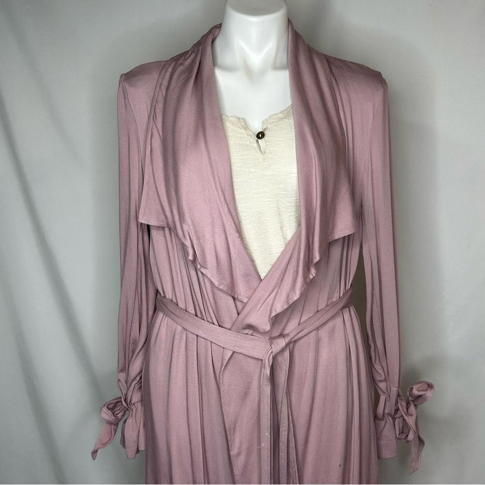 Designer Thread & Supply Rose Mauve Waterfall Duster Trench, Large Size L / US 10 / IT 46 - 8 Thumbnail