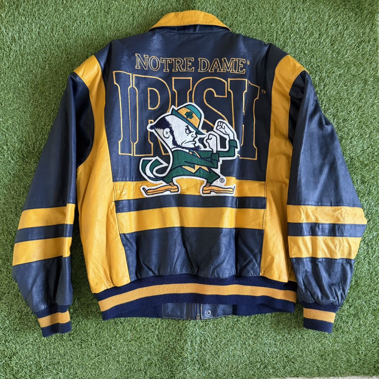 Vintage Notre Dame Fighting Irish Leather Jacket Mens L