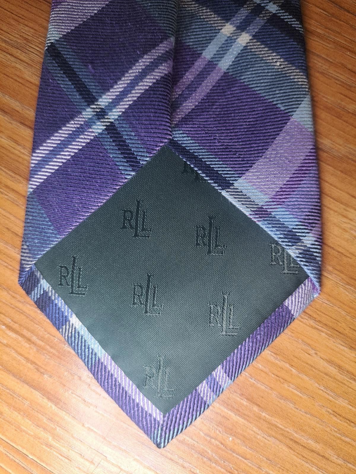 Polo Ralph Lauren Ralph Lauren Linen Silk Tie Purple Multicolor Plaid Handmade Size ONE SIZE - 5 Thumbnail