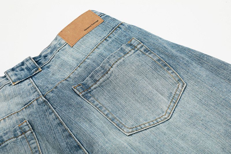 Vintage American distressed patchwork loose curved jeans for men Size US 32 / EU 48 - 5 Thumbnail