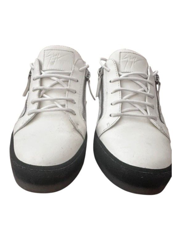 Giuseppe Zanotti Giuseppe Zanotti White Leather Low-Top Zip Sneakers, c.2010s Size US 10 / EU 43 - 5 Thumbnail
