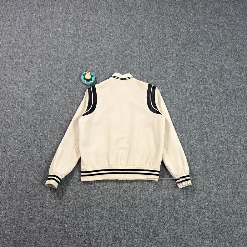 Saint Laurent Paris Saint Laurent Paris Beige Baseball Jersey with Leather Pan Size US L / EU 52-54 / 3 - 8 Thumbnail