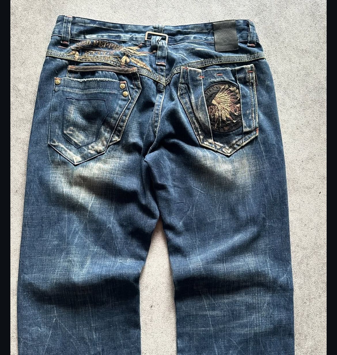 Japanese Brand 2000s Red Pepper Embroidery Ifsix Faded Wash Jeans y2k Lgb Size US 34 / EU 50 - 5 Thumbnail