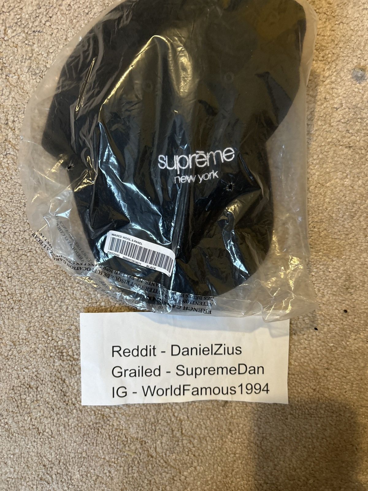 Supreme Supreme Waxed Wool 6-Panel 'Black' Size ONE SIZE - 3 Thumbnail