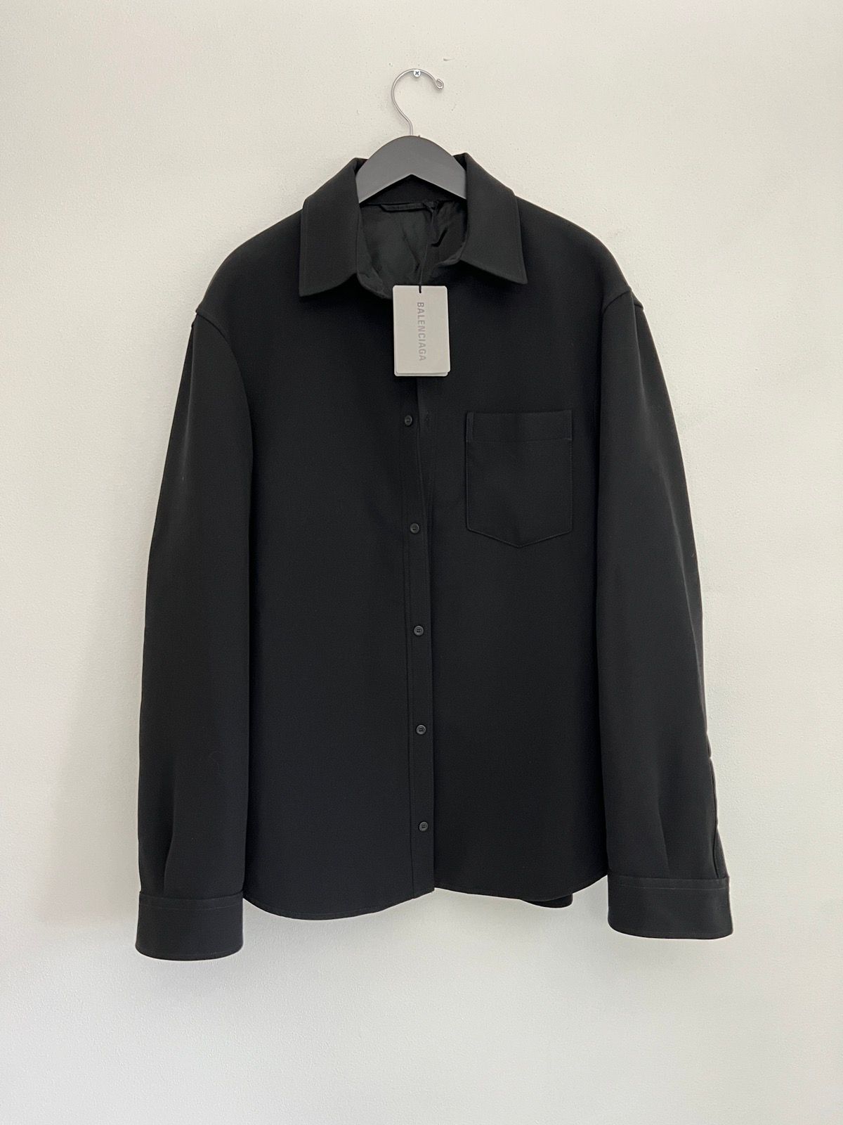 Pre-owned Balenciaga Lost Tape Wool Over-shirt - Eu 48 In Black