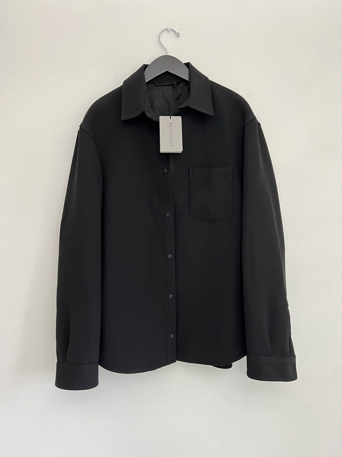image of Balenciaga Lost Tape Wool Over-Shirt - Eu 48 in Black, Men's (Size Medium)