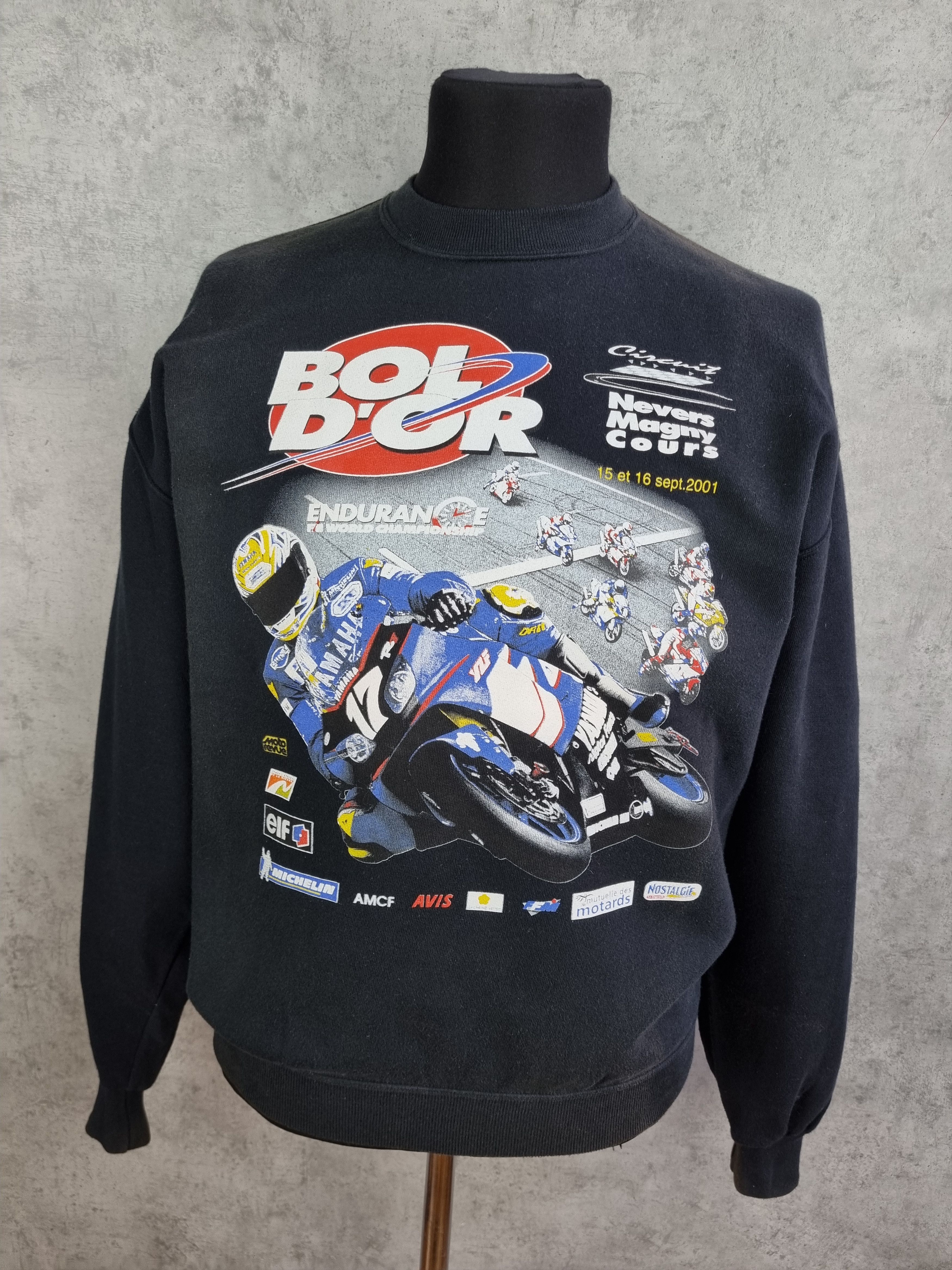 Vintage 90s Motorrad Big Print Bol Dor 2001 Size US L / EU 52-54 / 3 - 1 Thumbnail