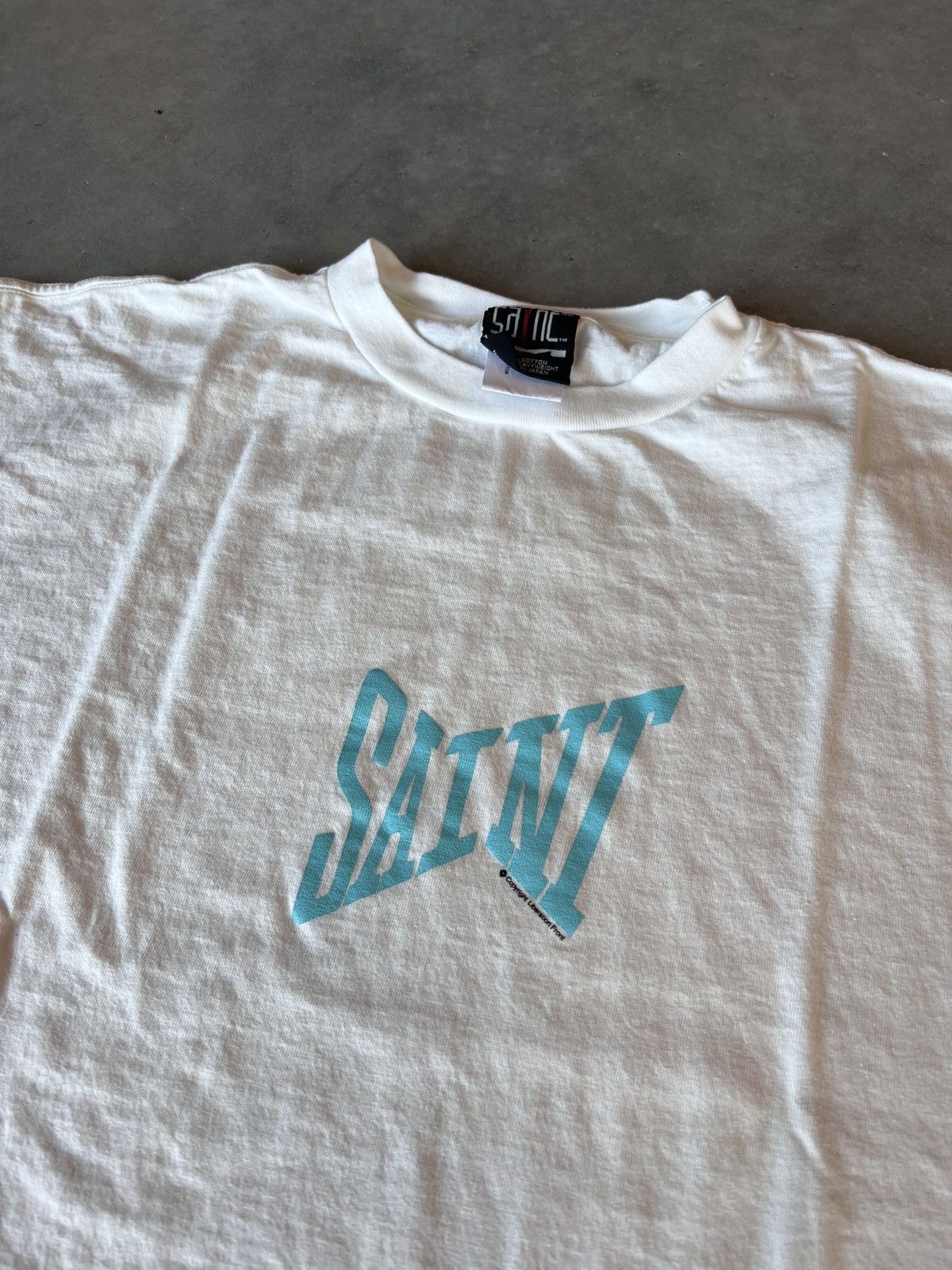 トップス SAINTMICHAEL RIBON SAINT TEE XL Saint Michael Saint Michael Ribon Saint T-shirt White/Blue