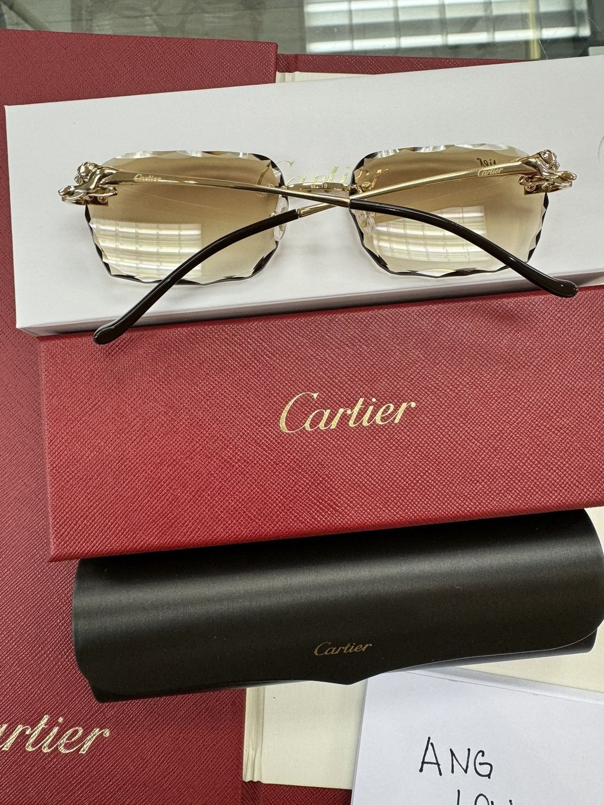 Cartier Cartier Panther Pantherè Gold Diamond Cut Sunglasses Size ONE SIZE - 4 Thumbnail
