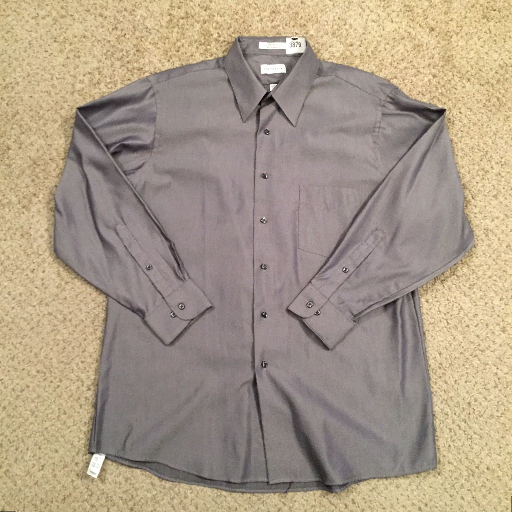 Van Heusen VAN HEUSEN Button-Up Shirt Mens L Gray Long Sleeve Textured Size US L / EU 52-54 / 3 - 2 Thumbnail