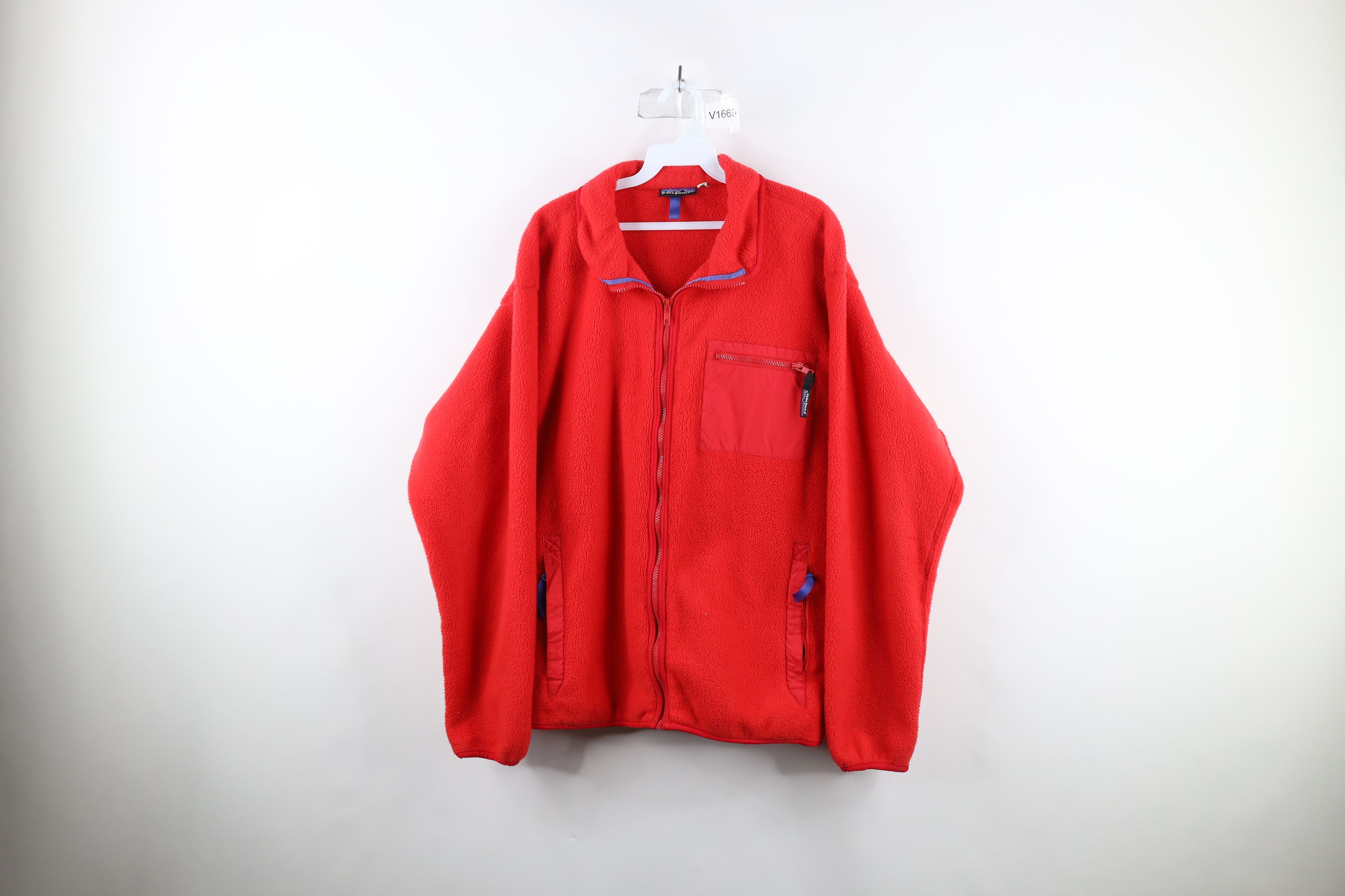 image of 90's Patagonia Out Full Zip Fleece Jacket Red Usa, Men's (Size Large)