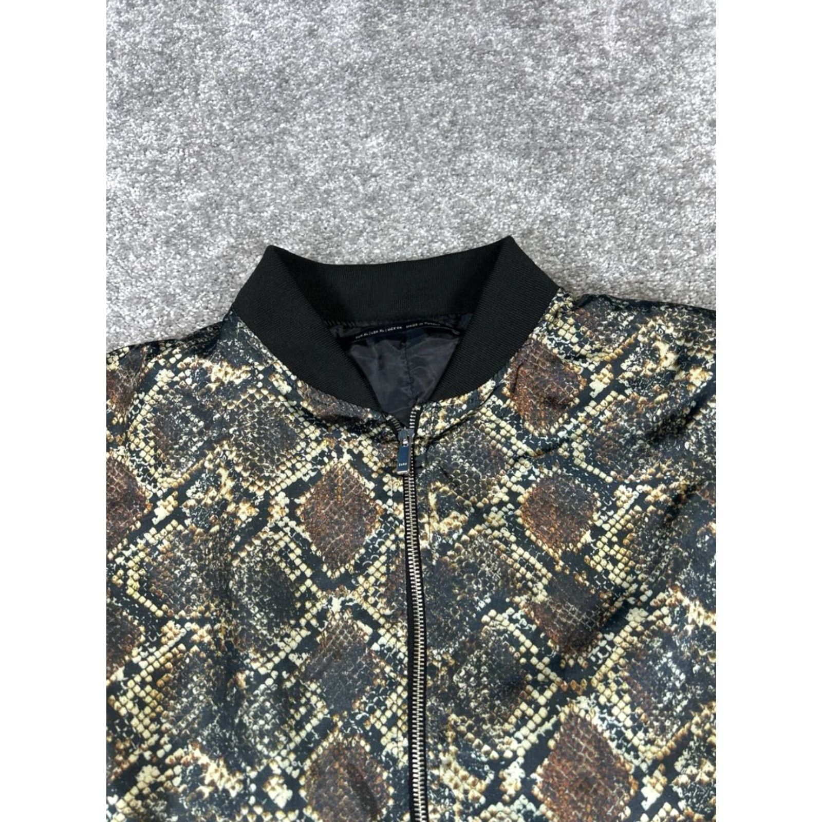 Zara Zara Jacket Womens XL Black Satin Bomber Full Zip Satin Polyester Animal Print Casual Size XL / US 12-14 / IT 48-50 - 2 Thumbnail
