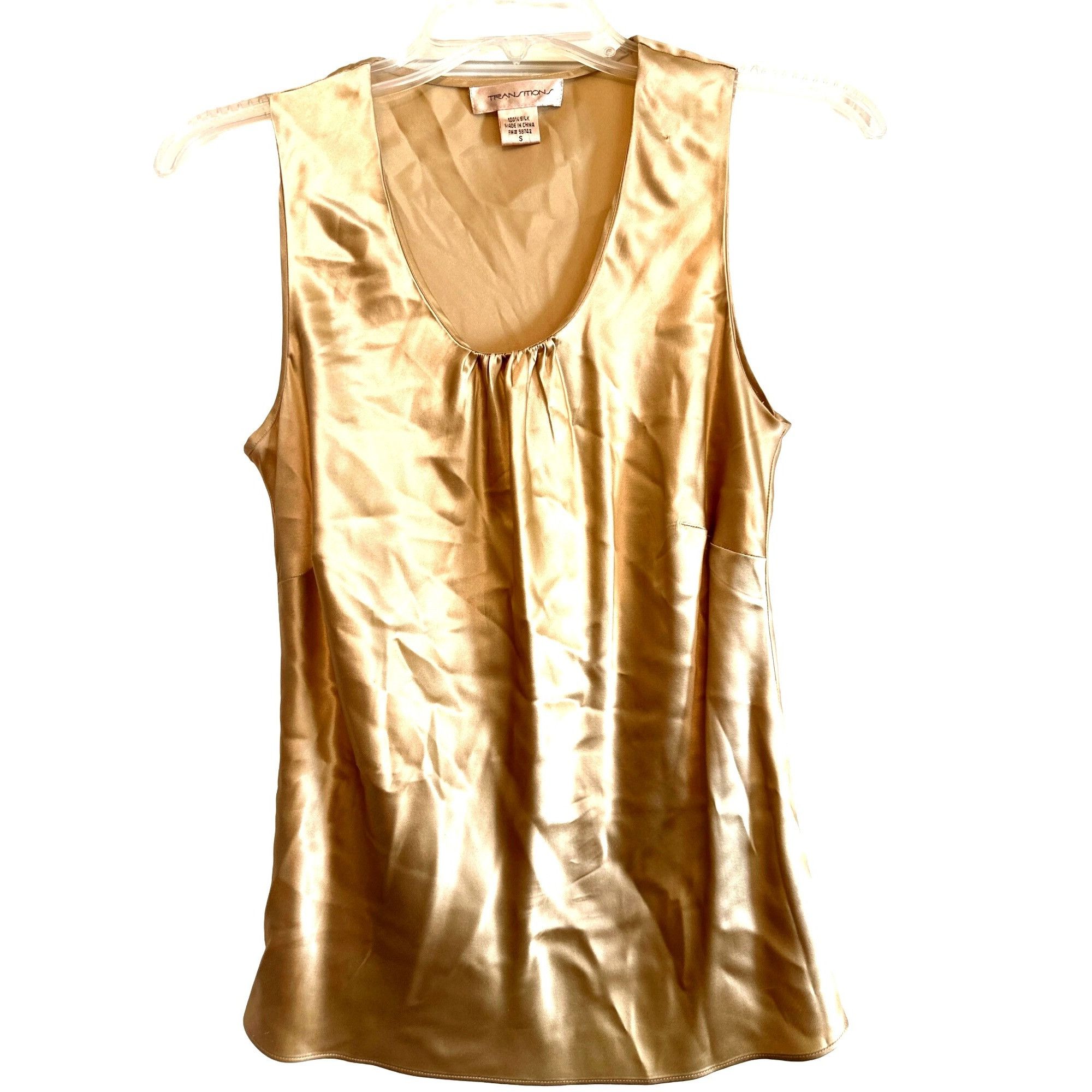Other Transitions Silk S Gold Satin Shine Sleeveless Tank Top Scoo Size S / US 4 / IT 40 - 9 Thumbnail