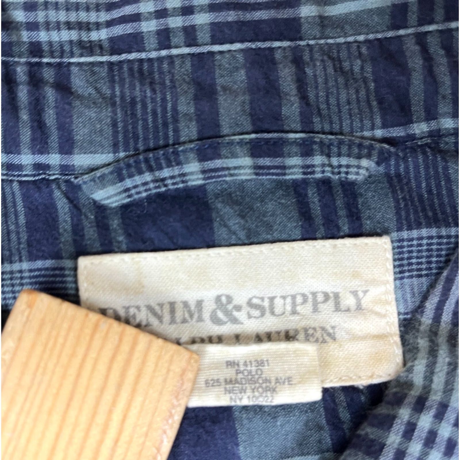 Vintage Denim & Supply Ralph Lauren Men's Button-Up Shirt Plaid XL Blue Cotton Long Sleeve Pocketed Casual Shirt Size US XL / EU 56 / 4 - 6 Thumbnail