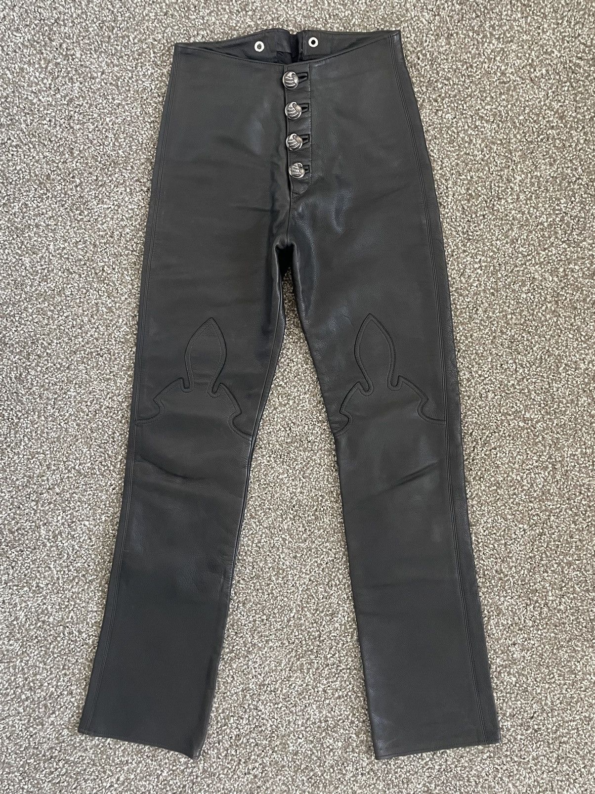 Chrome Hearts Chrome Hearts Leather Le Fleur Pants Size 24" / US 00 / IT 34 - 1 Thumbnail