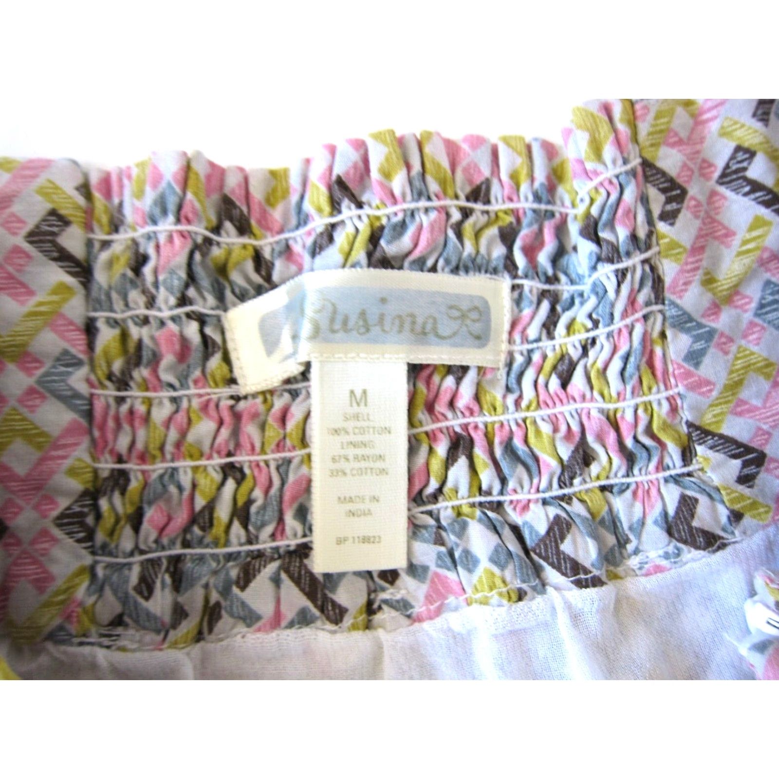 Pinko Susina Skirt Geometric A-Line Pink Yellow Brown 100% Cotton Medium Lined Knee Length Zip Womens Size 32" / US 10 / IT 46 - 4 Thumbnail