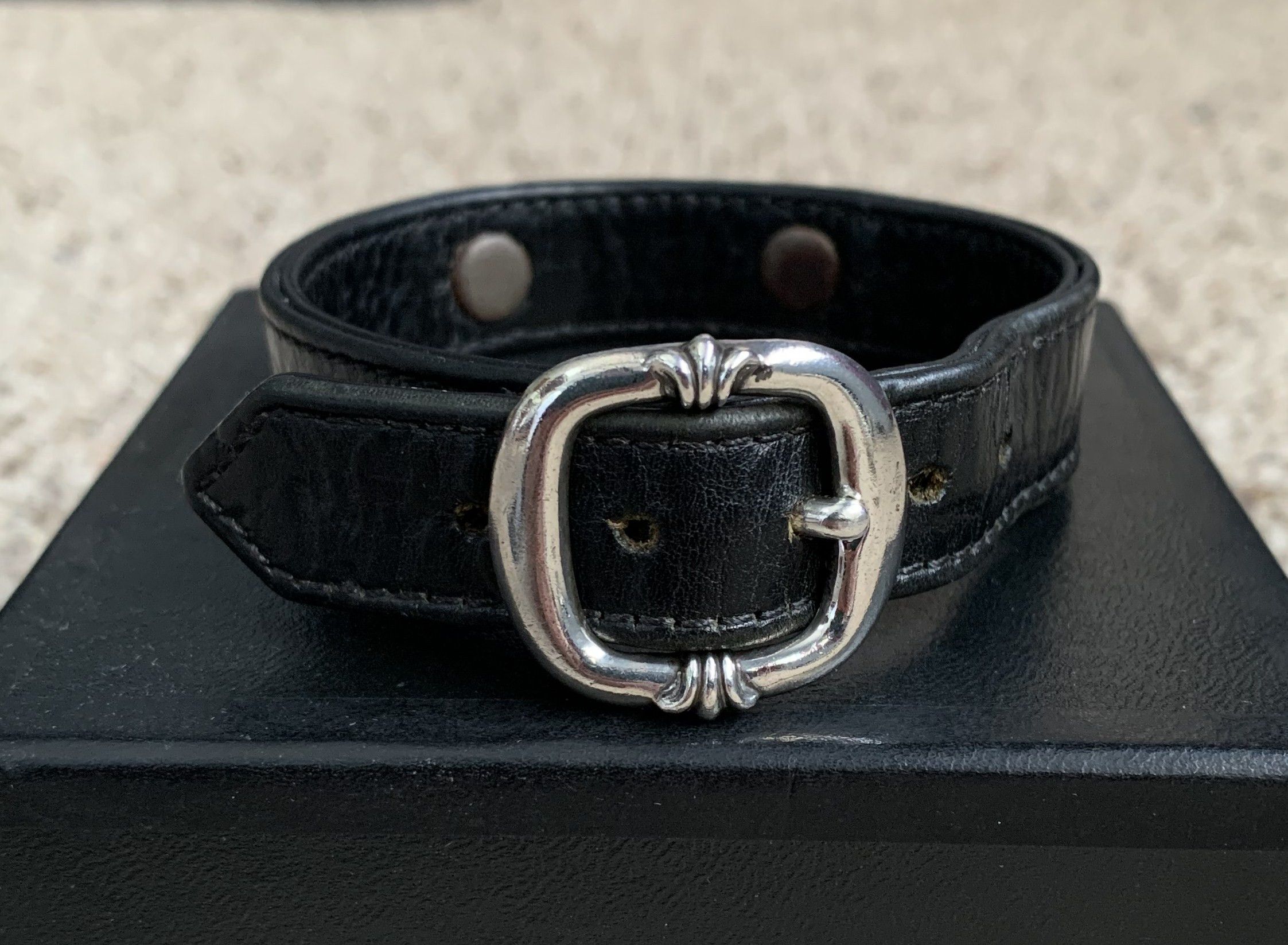Chrome Hearts Chrome Hearts Leather Silver Logo Scroll Bracelet Size ONE SIZE - 4 Thumbnail