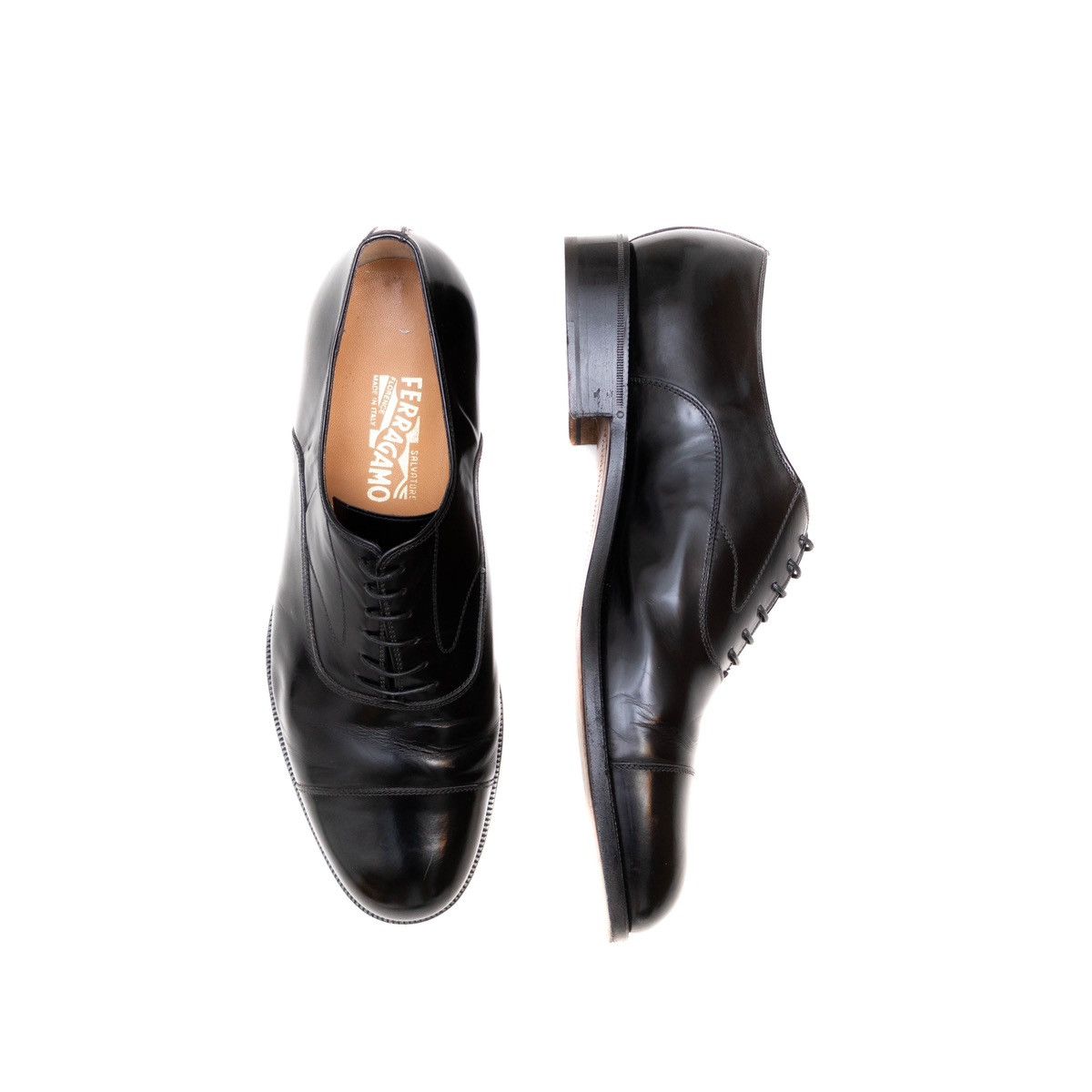Salvatore Ferragamo Salvatore Ferragamo Padova Black Calf Leather Cap Toe Shoes Size US 11 / EU 44 - 1 Thumbnail