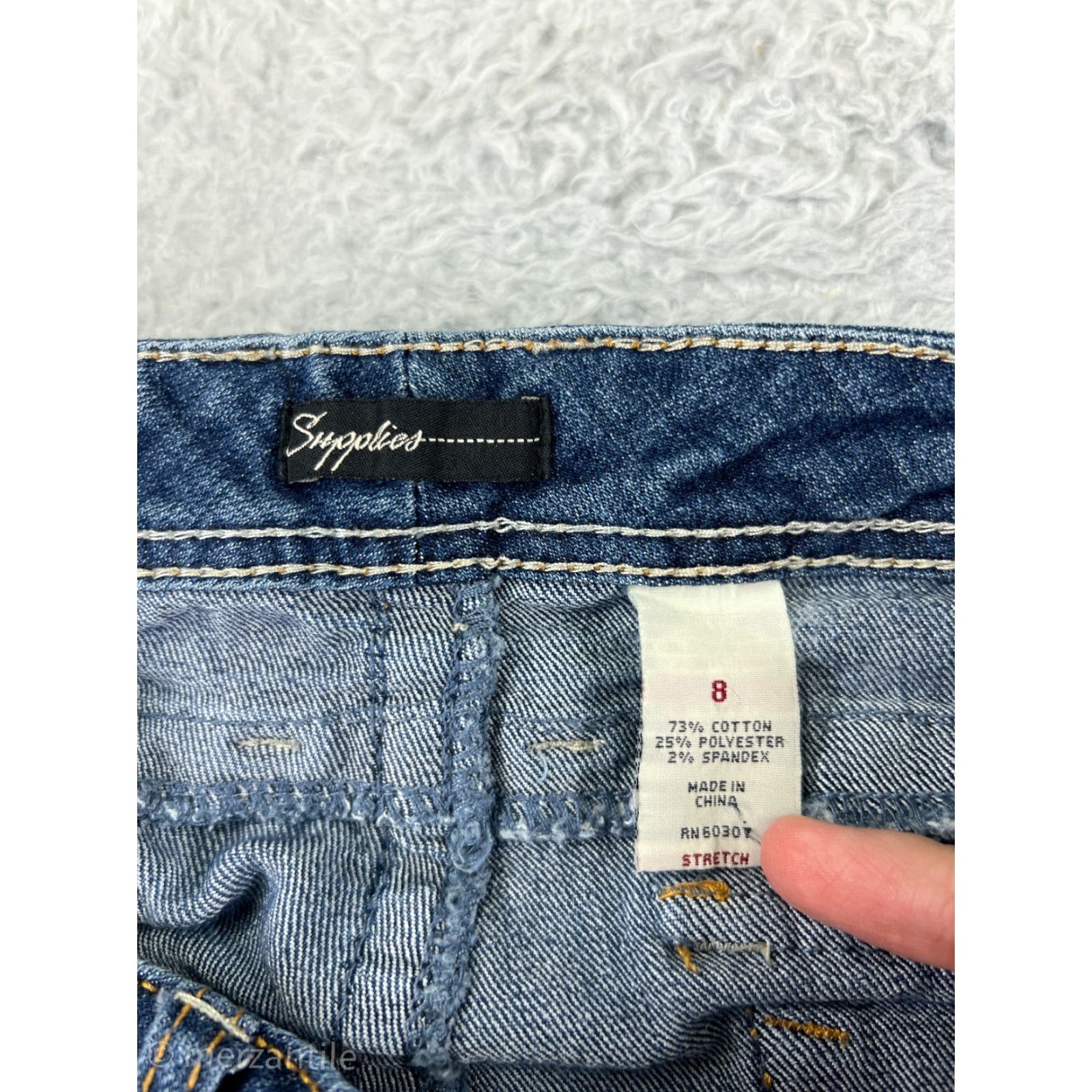 Denime SUPPLIES Women's Bootcut Jeans Size 8 Blue Distressed Embroidered Denim Stretch Regular Fit Size 30" / US 8 / IT 44 - 4 Thumbnail