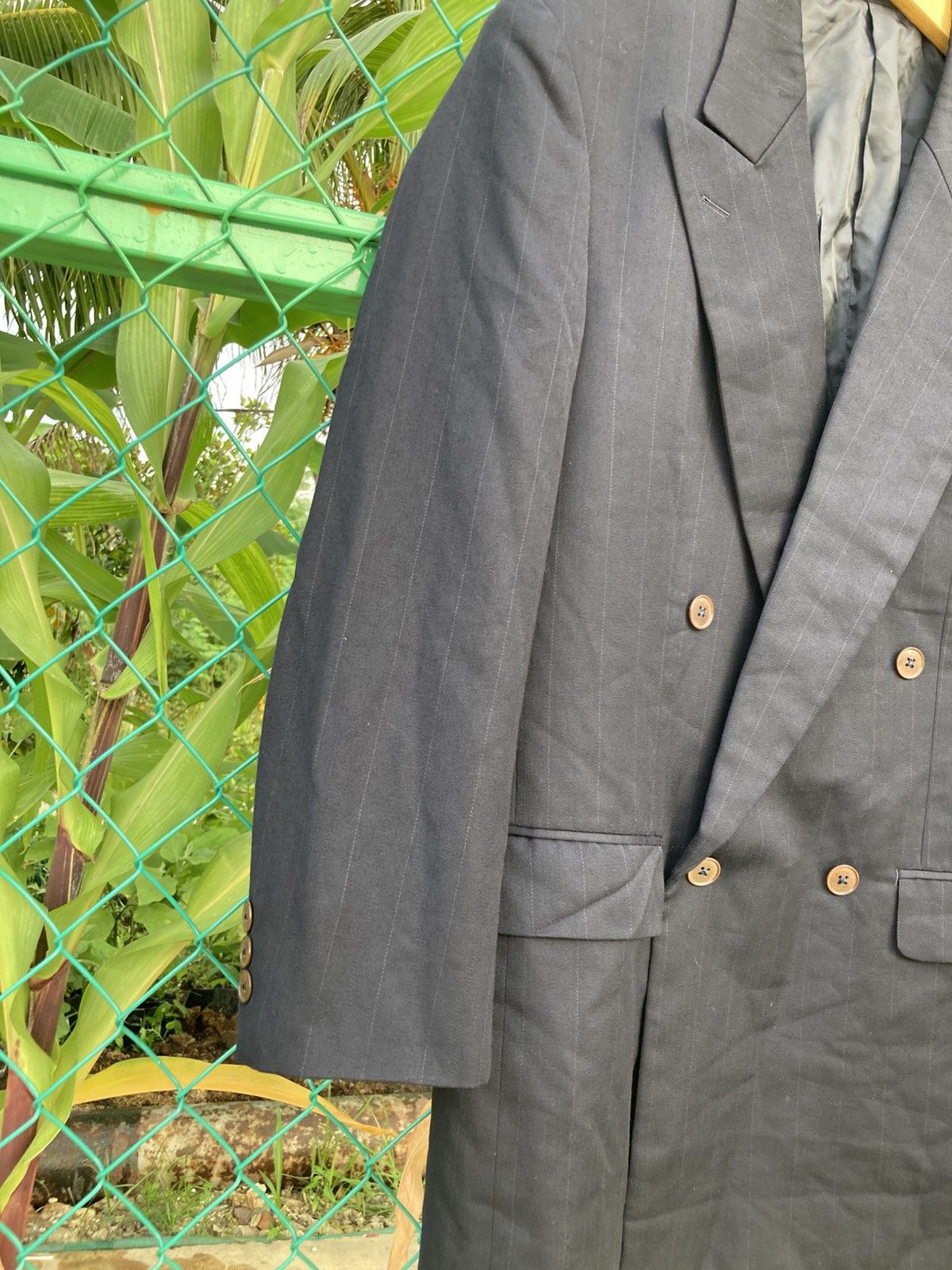 Takeo Kikuchi Takeo Kikuchi Black Double Breasted Pinstripe Blazer Size 44R - 4 Thumbnail