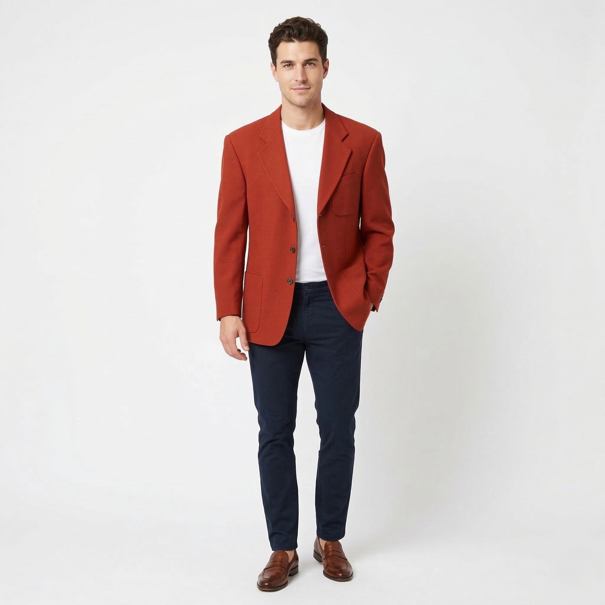 Strellson Strellson Men 48 Blazer Burgundy Wool Elegant Classic 0277 Size 38R - 1 Thumbnail