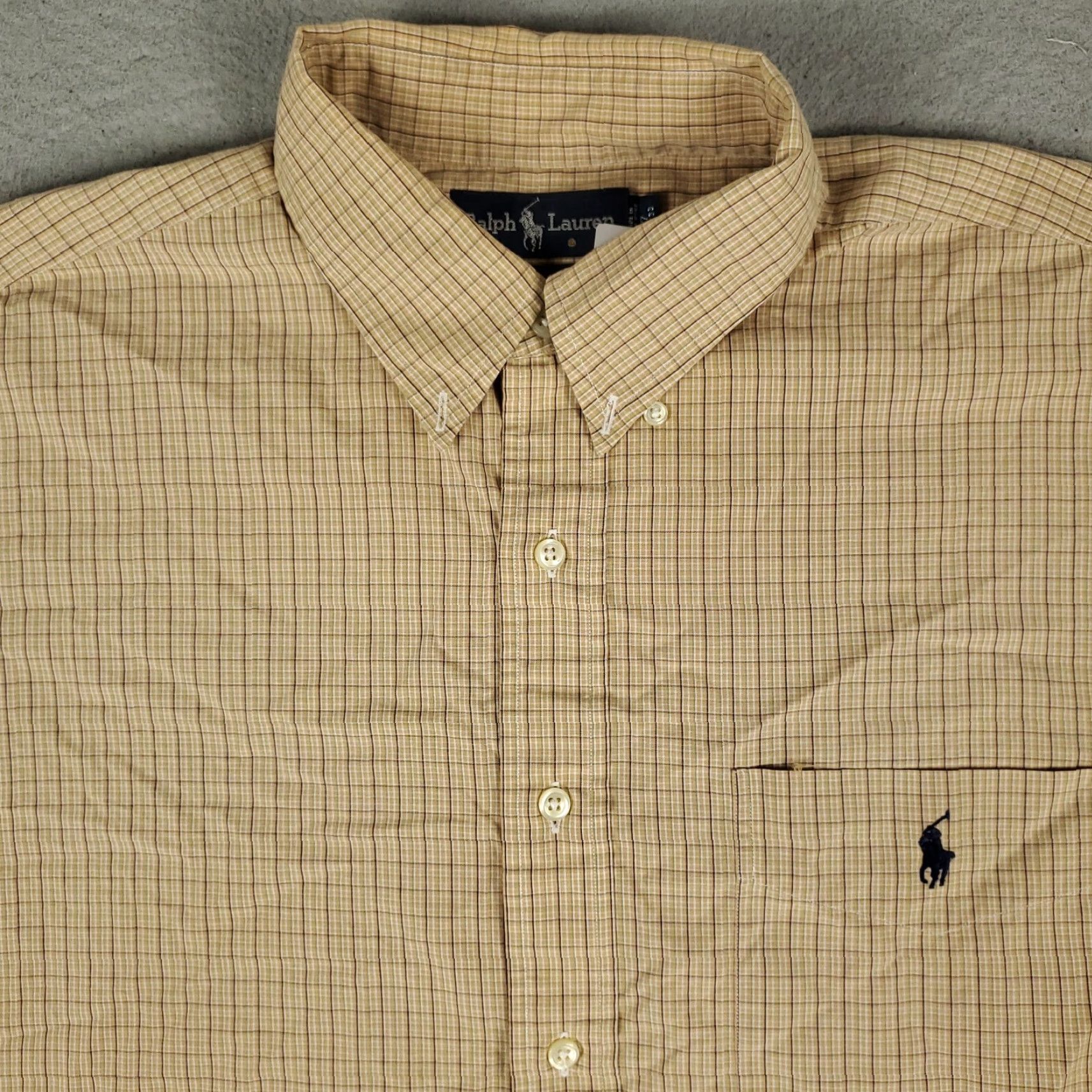 Ralph Lauren Ralph Lauren Shirt Mens 17 Brown Plaid Dress Button-Up Long Sleeve Size 17 Brown American Classic Modern Vintage? (Wait) Size 46R - 2 Thumbnail