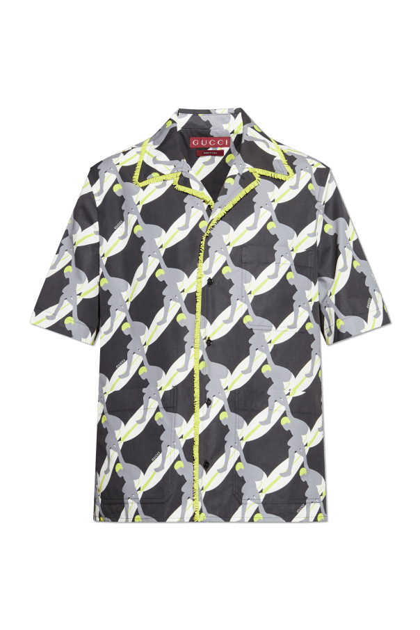 Gucci o1la5ras0426 Printed Light Cotton Poplin Shirt in Multicolor Size US S / EU 44-46 / 1 - 1 Thumbnail