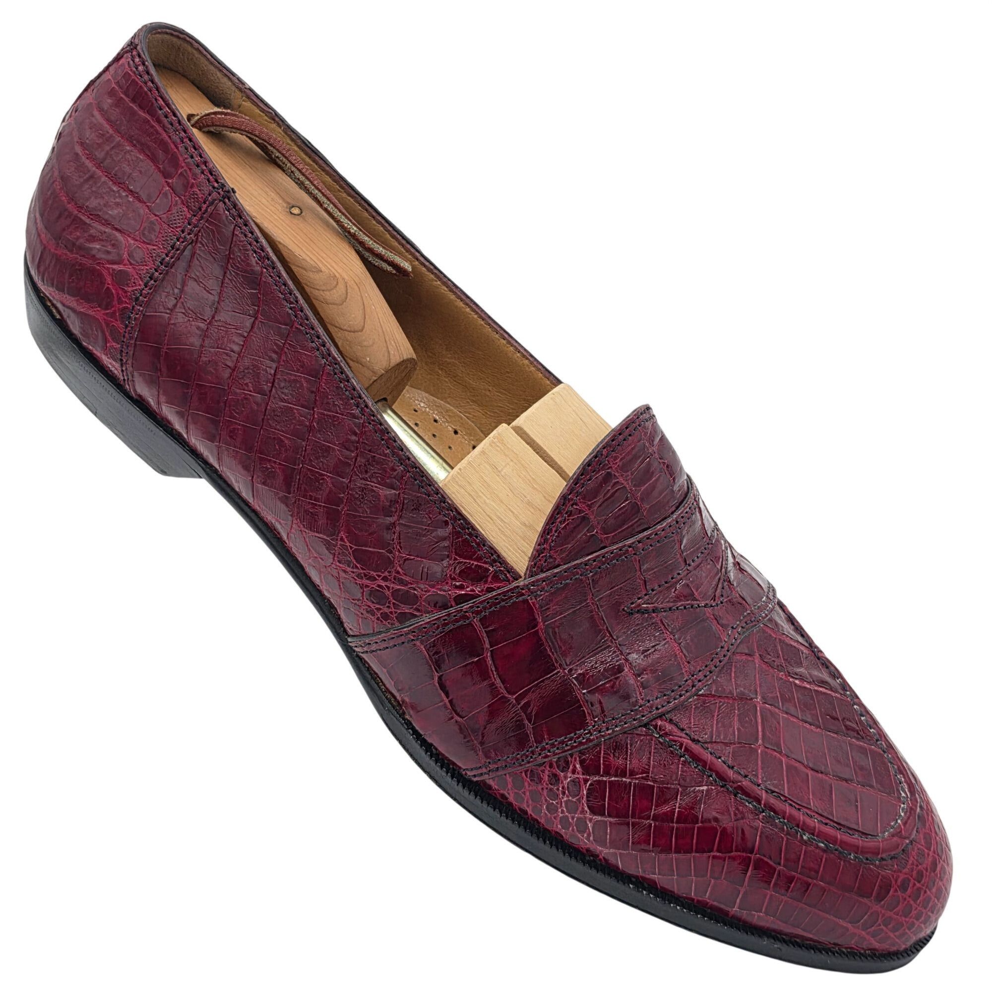 David Eden Vintage Crocodile Burgundy David Eden Exotic Italy Loafers Size US 11 / EU 44 - 8 Thumbnail