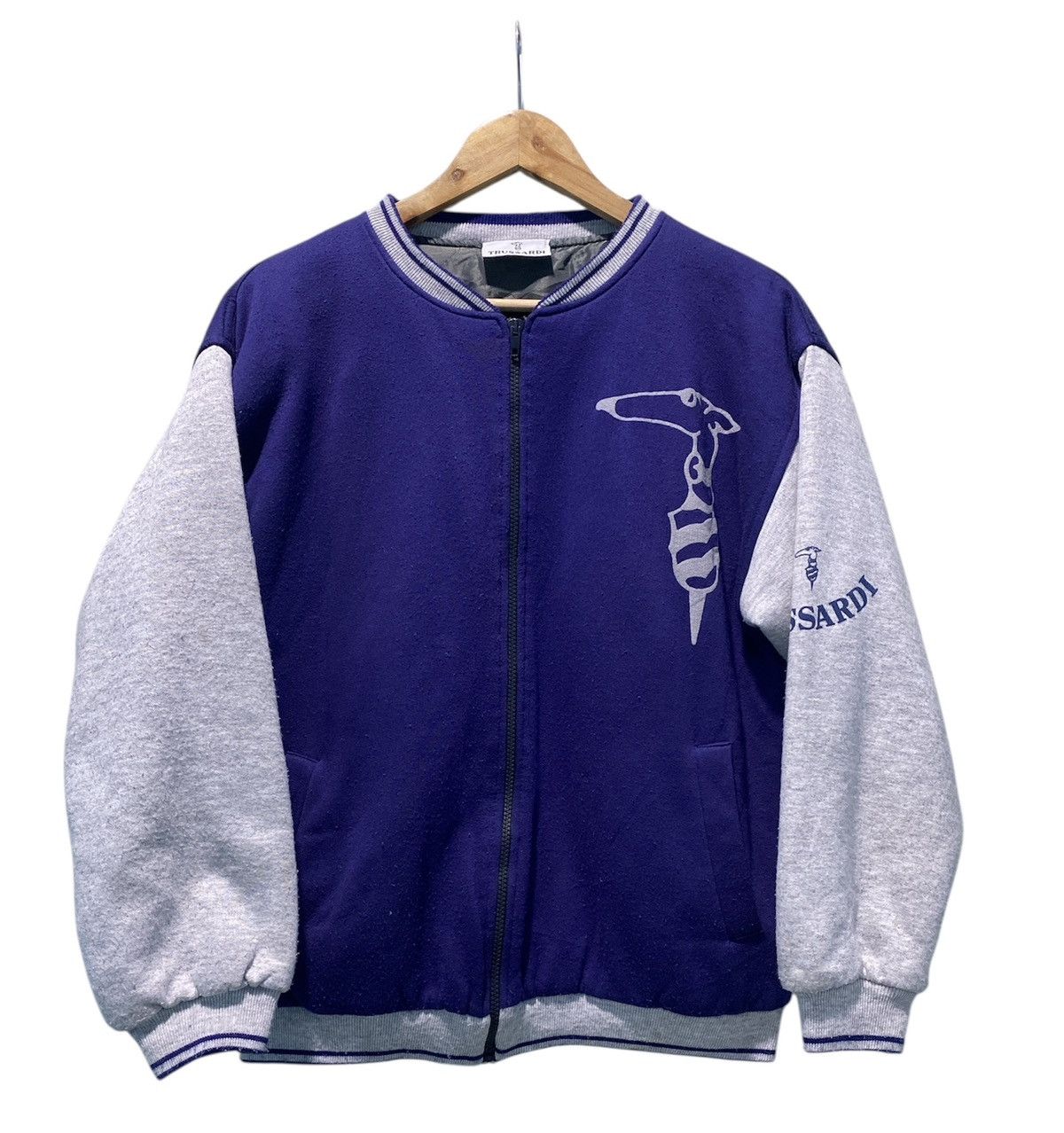 Trussardi Vintage Trussardi Varsity Big Logo Bomber Jacket Size US M / EU 48-50 / 2 - 2 Thumbnail