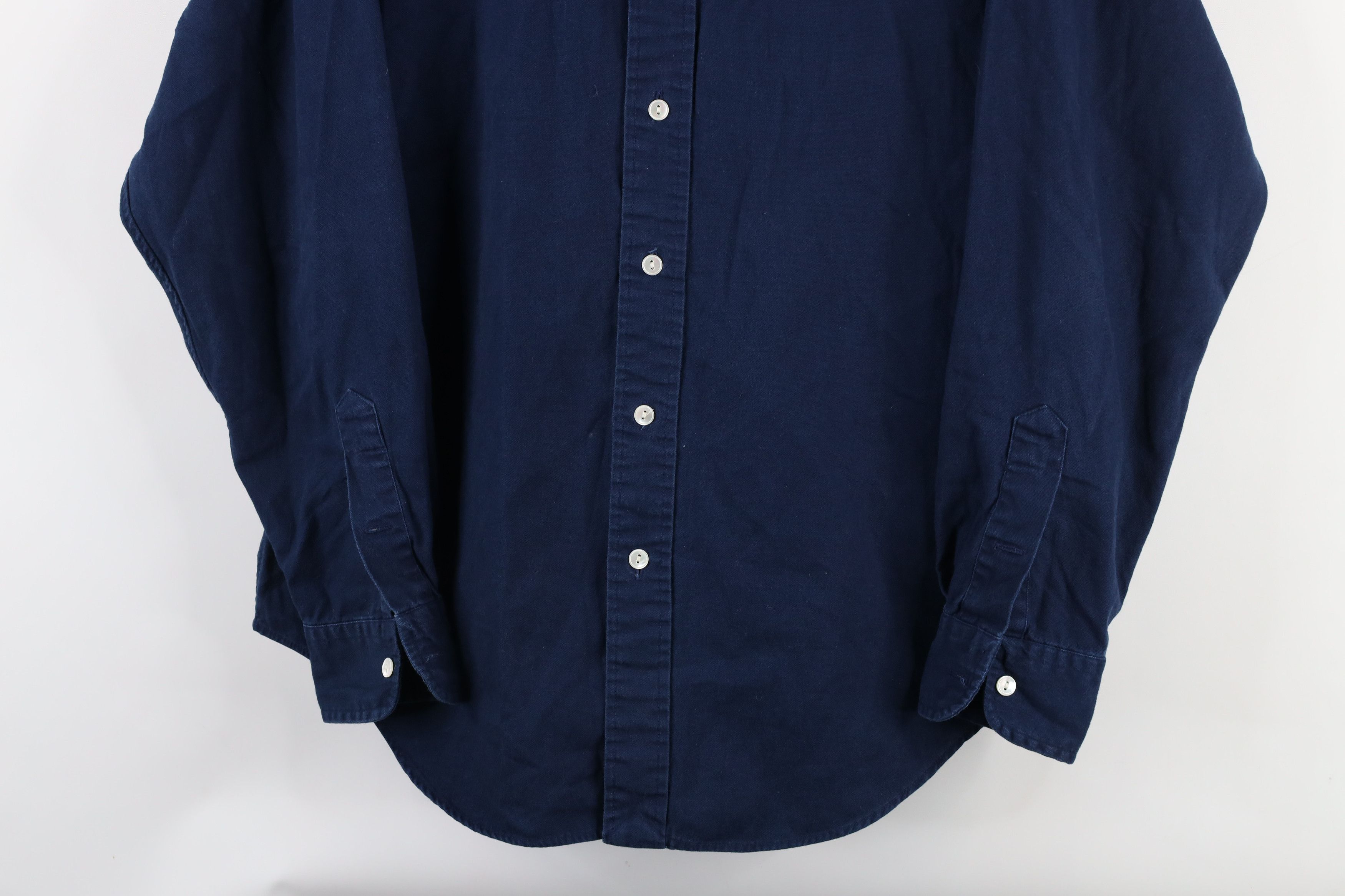 Ralph Lauren × Vintage Vintage 90s Ralph Lauren Collared Button Shirt Blue Cotton Size L / US 10 / IT 46 - 3 Thumbnail