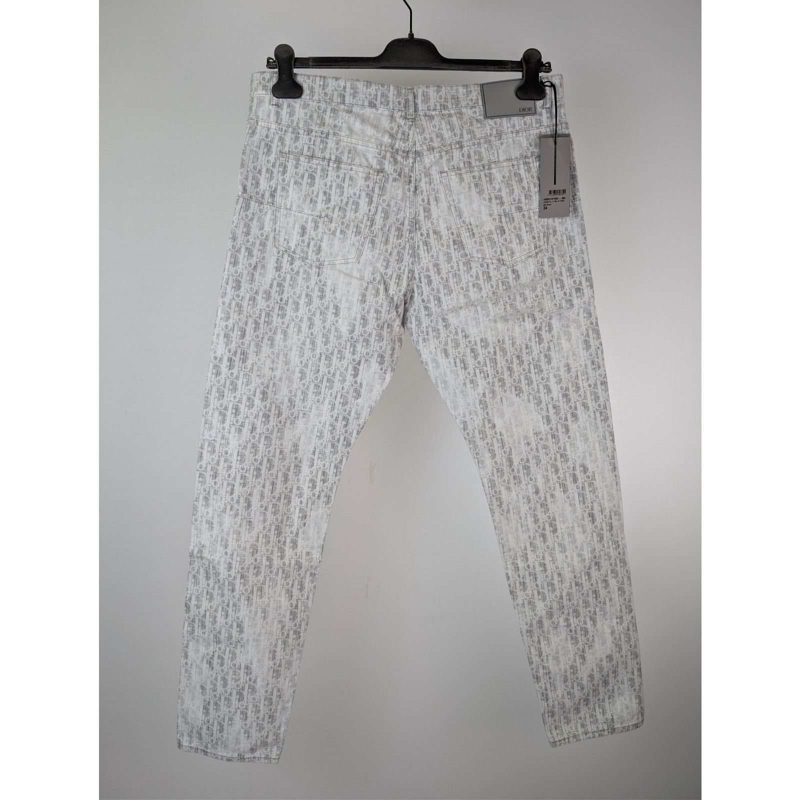 Dior o1rshd1 Straight Oblique Print Cotton Denim Jeans in Blanc Size US 34 / EU 50 - 16 Thumbnail